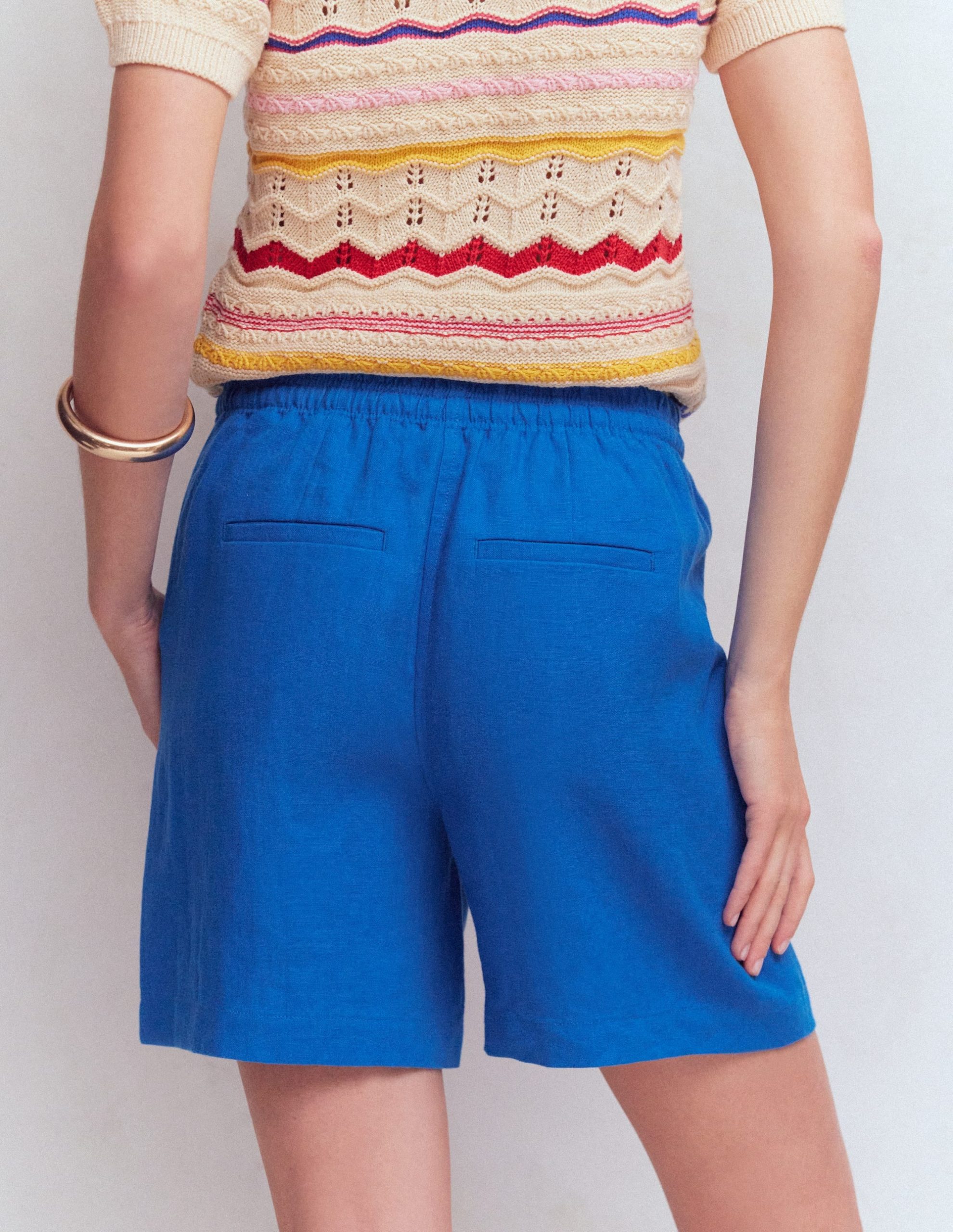 Islington Linen Shorts-Kingfisher Blue - Image 3