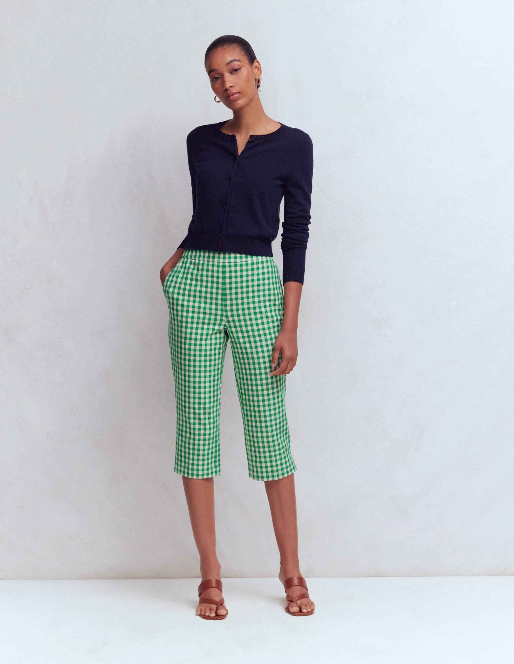 Capri Pants-Rich Emerald. Gingham - Image 4