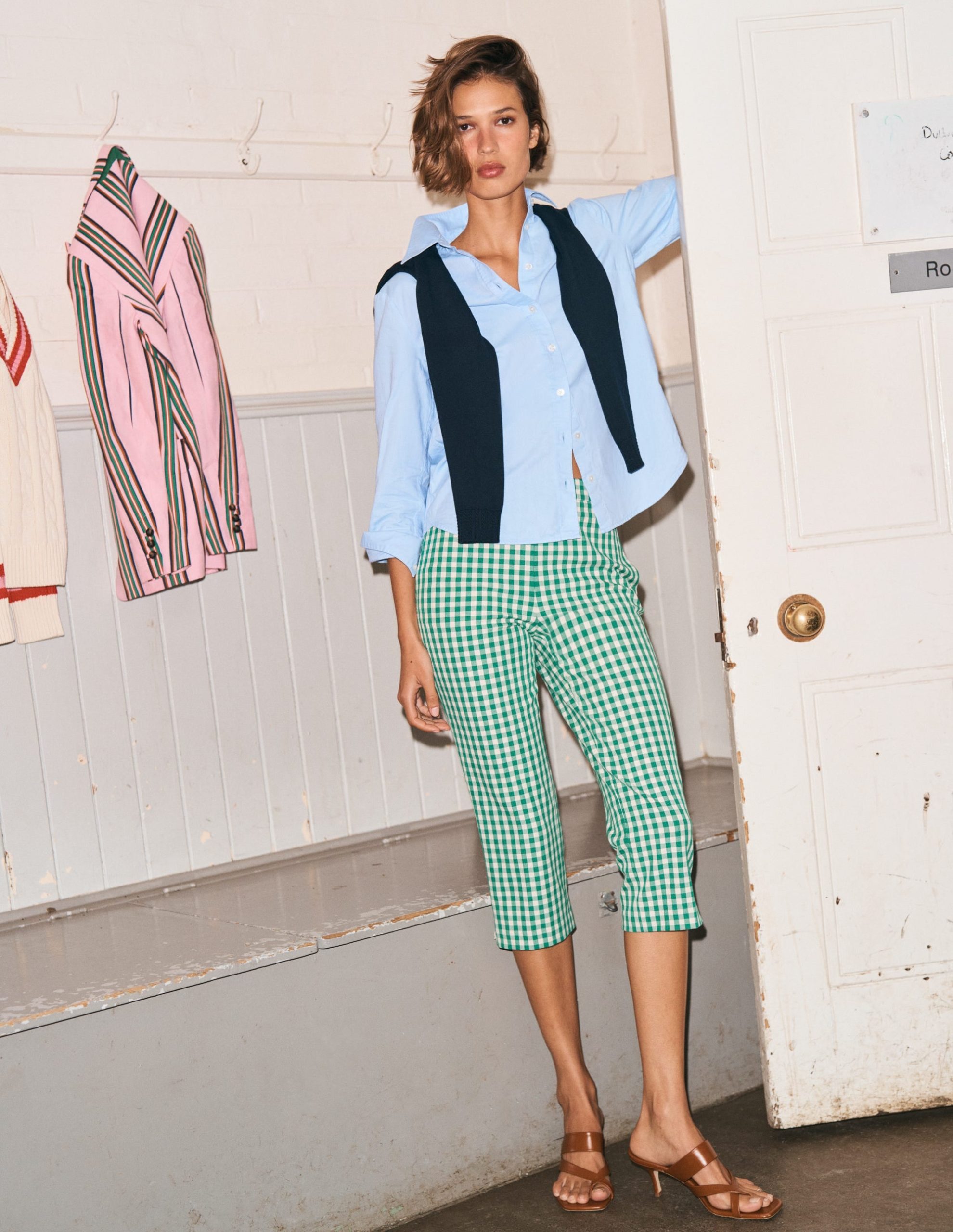 Capri Pants-Rich Emerald. Gingham - Image 6