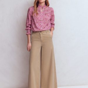 High Rise Palazzo Jeans-Cappuccino