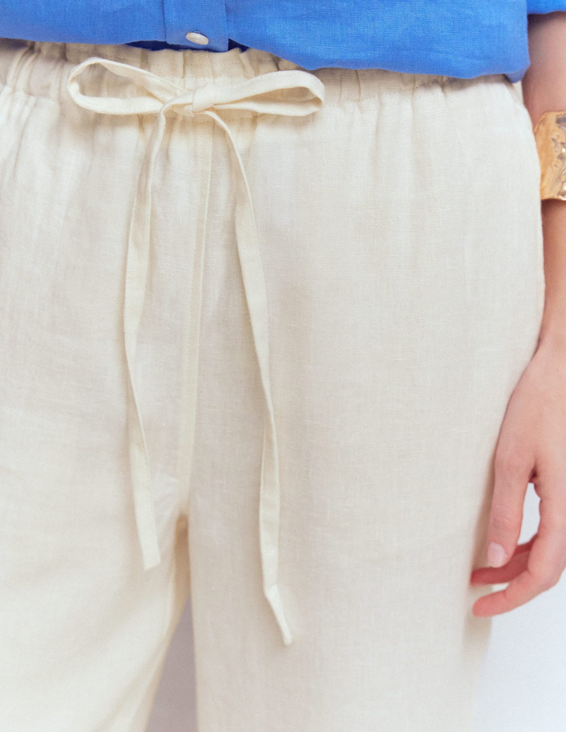 Islington Linen Crop Pants-Ivory - Image 2