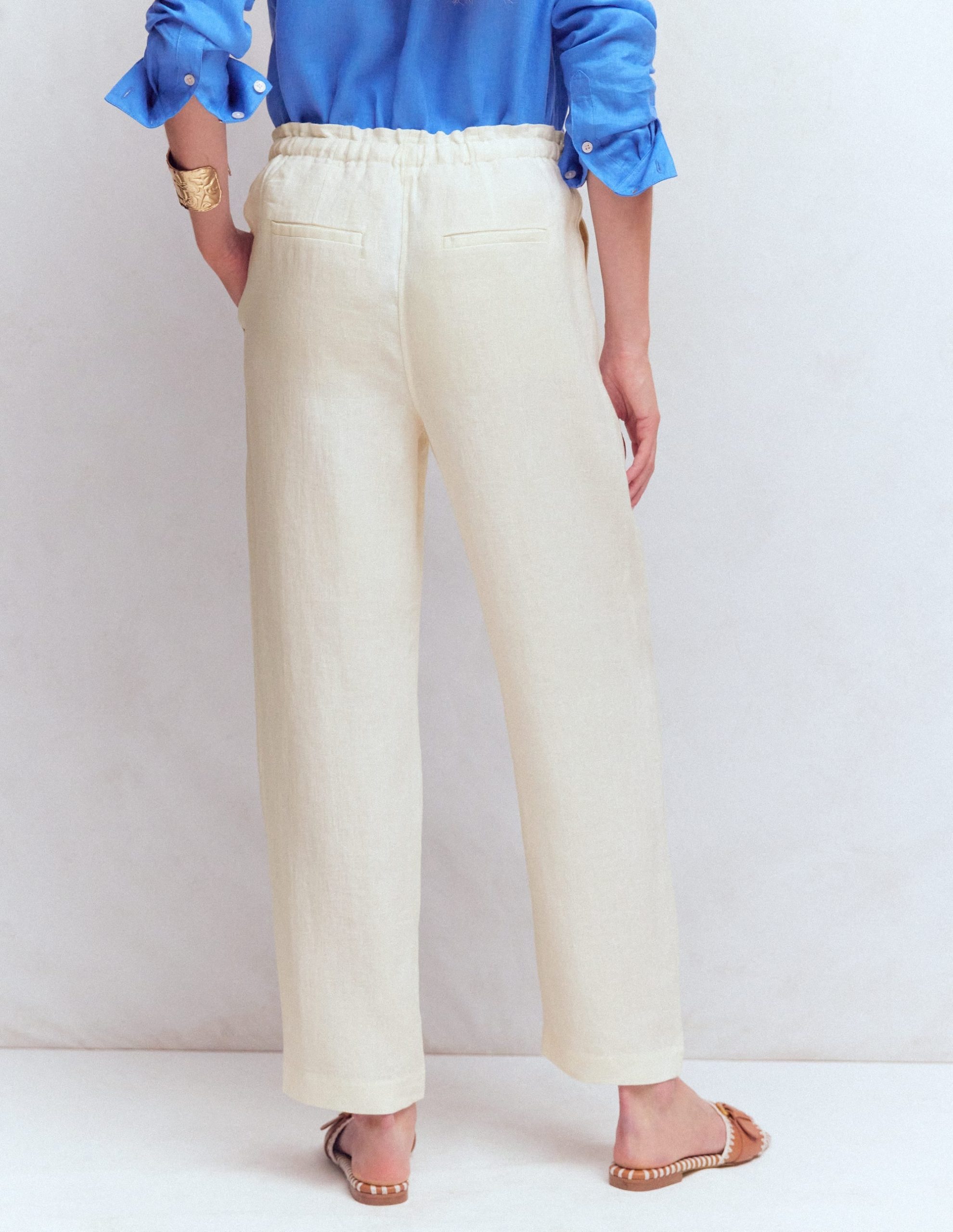 Islington Linen Crop Pants-Ivory - Image 3