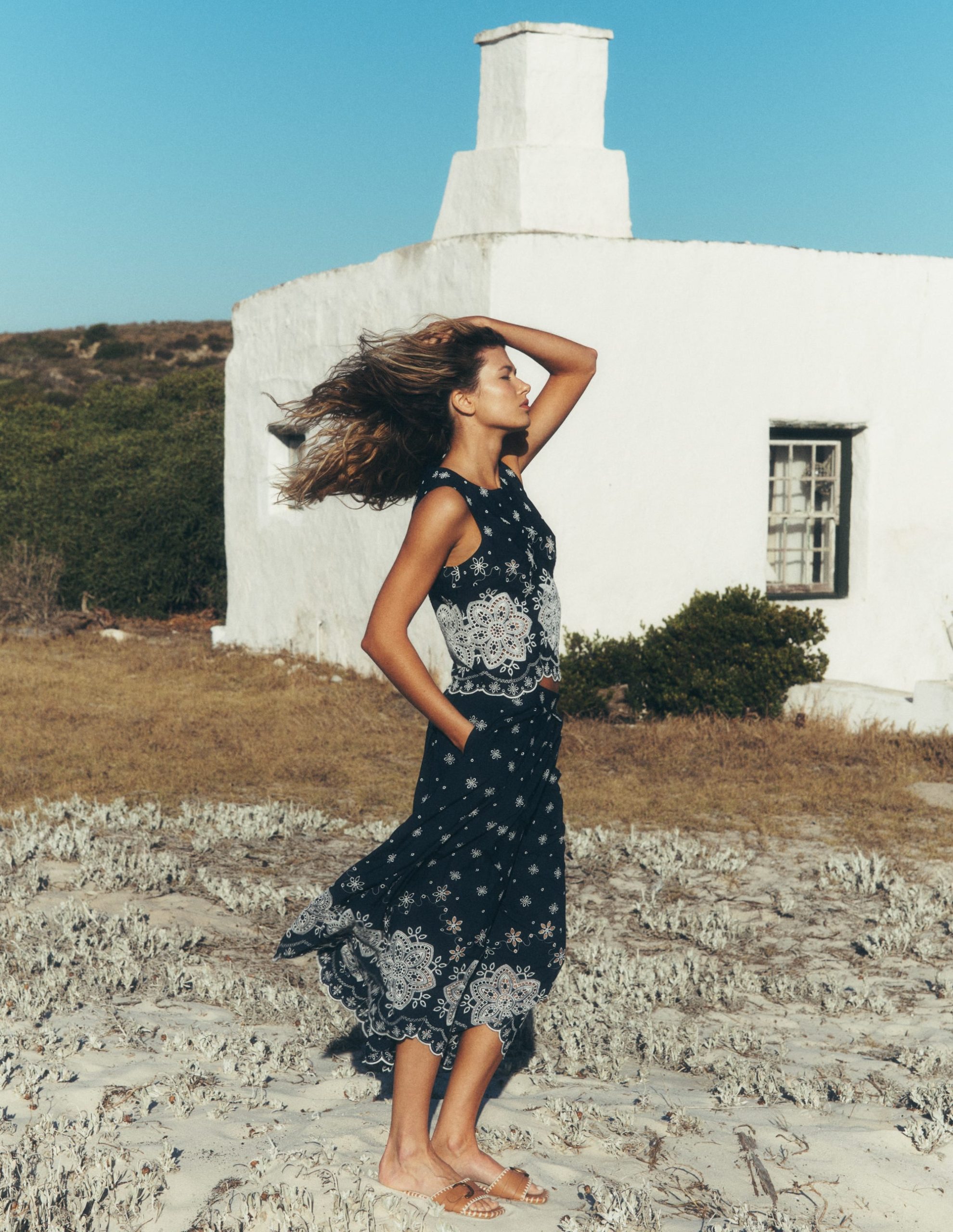 Verity Broderie Poplin Skirt-Navy - Image 8