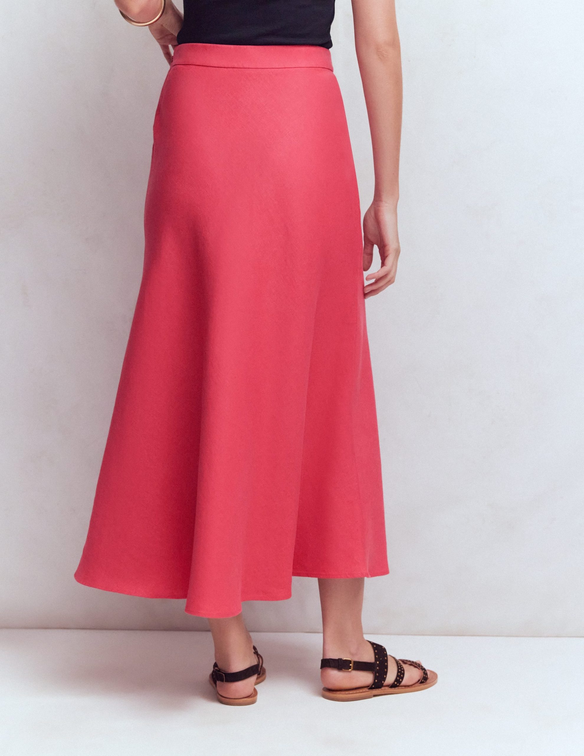 Bias Cut Linen Slip Skirt-Cherry Blush - Image 3