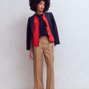Chiswick Crop Linen Pants-Cappuccino
