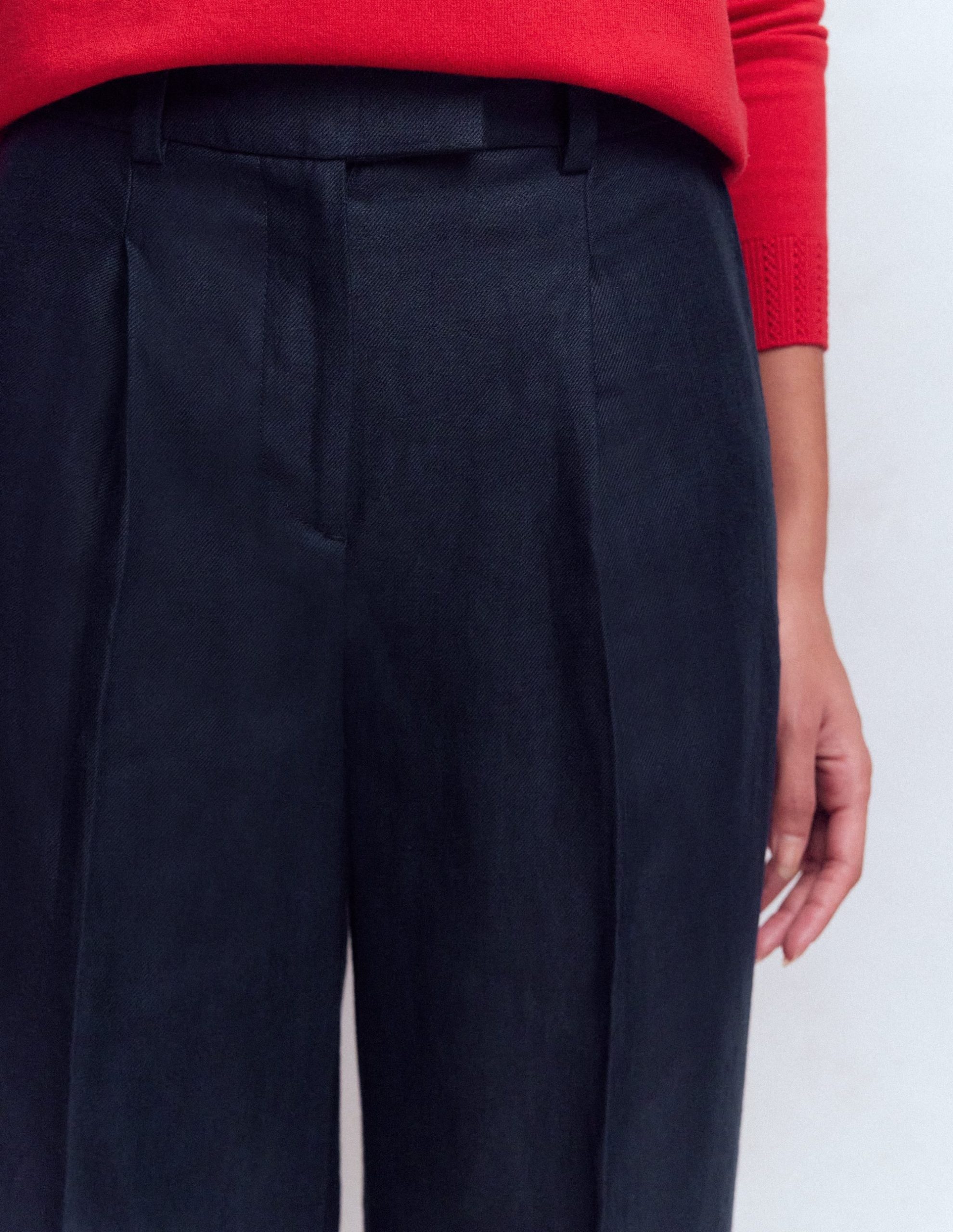 Chiswick Crop Linen Pants-Navy - Image 2