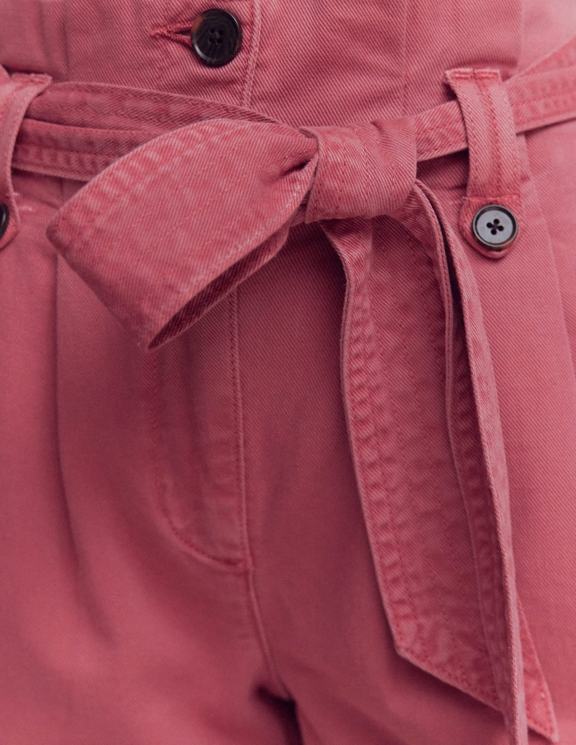 Paperbag Linen Belted Shorts-Cherry Blush - Image 2
