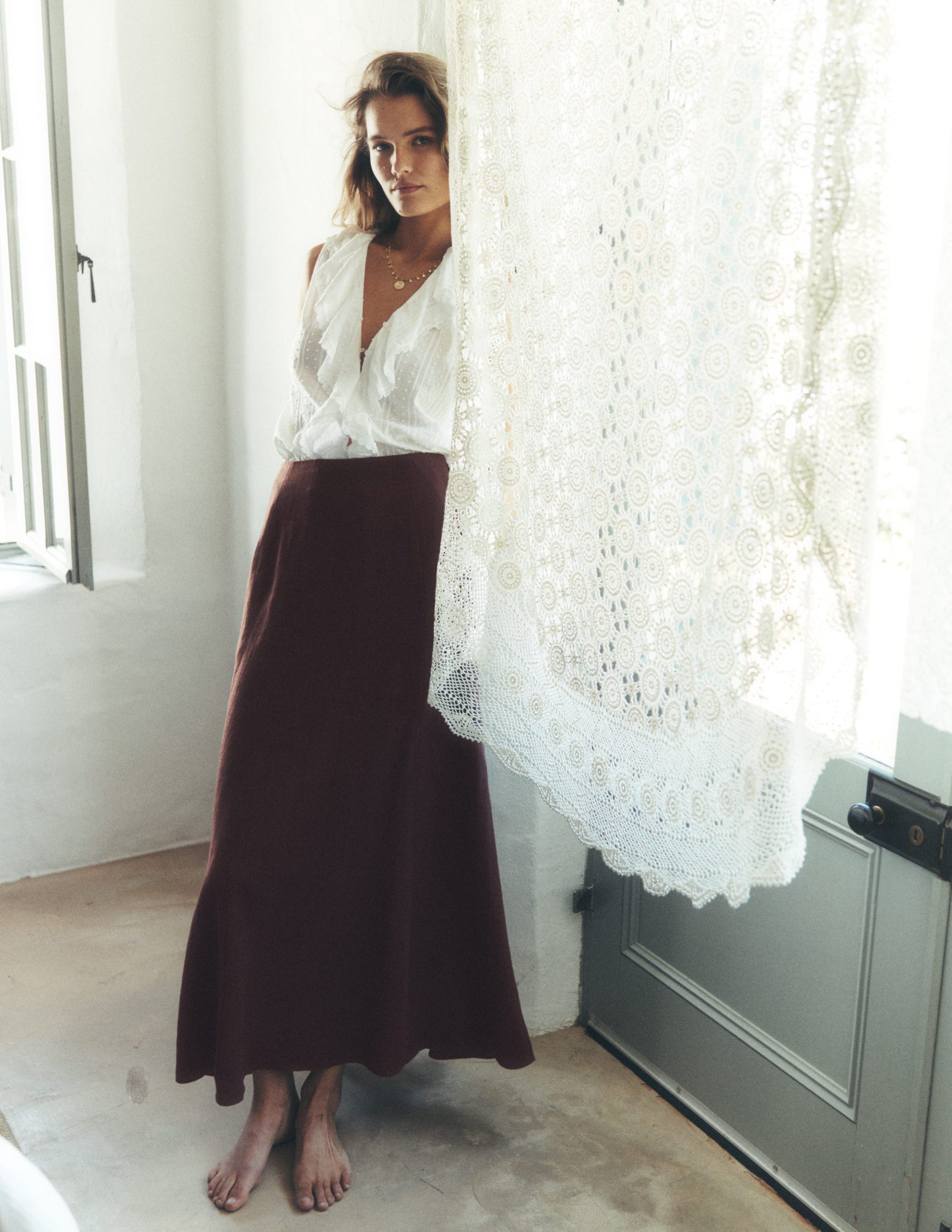 Miriam Linen Maxi Skirt-Bitter Chocolate - Image 7