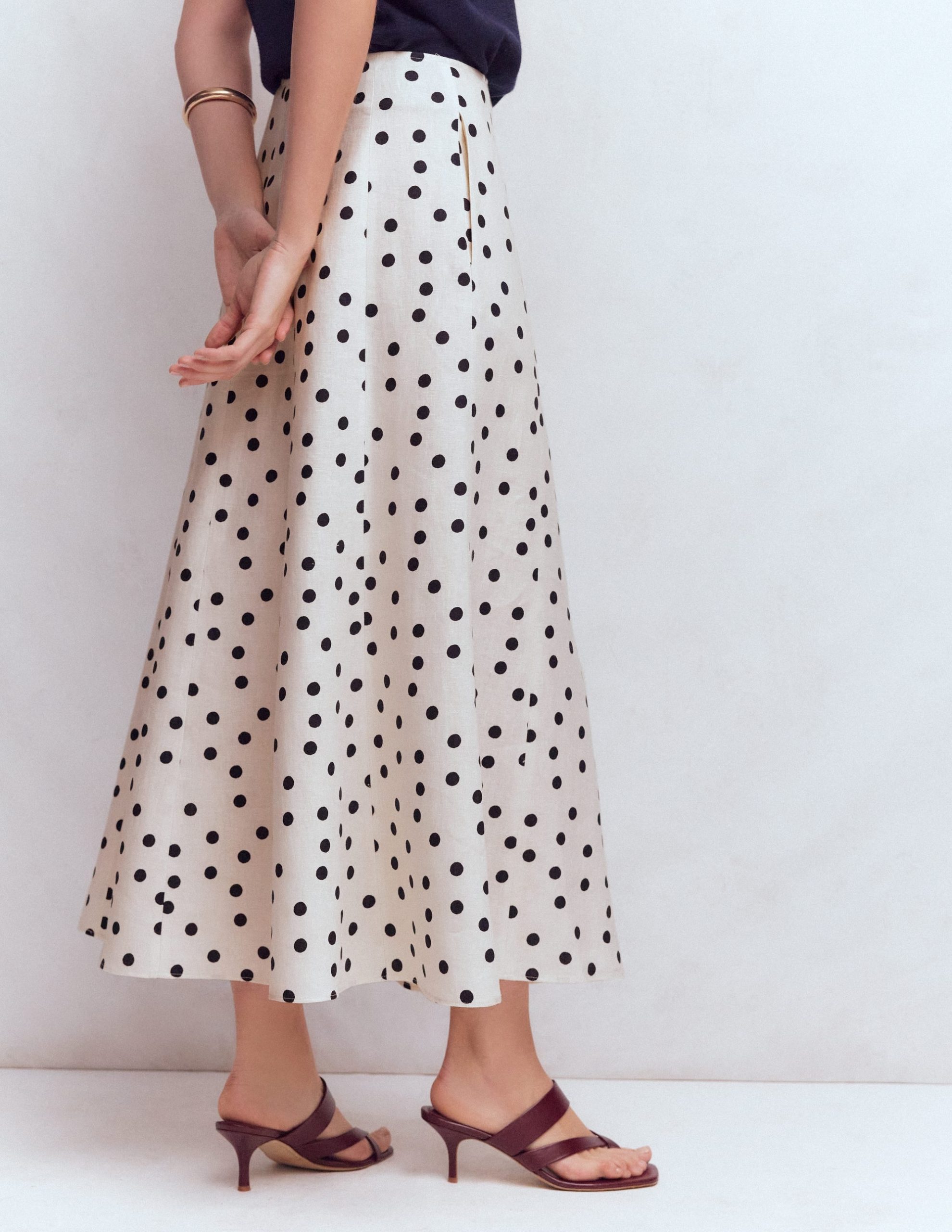 Miriam Linen Maxi Skirt-Ivory. Painted Dot - Image 2