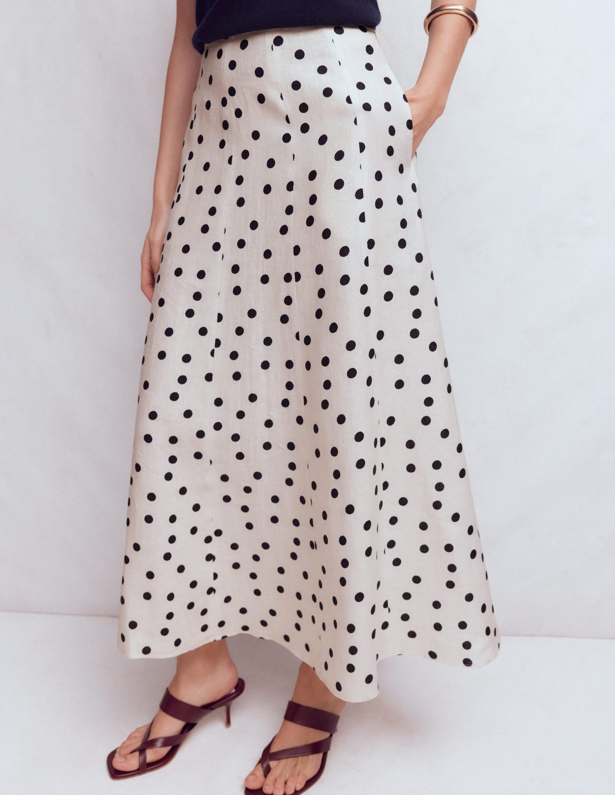 Miriam Linen Maxi Skirt-Ivory. Painted Dot - Image 3