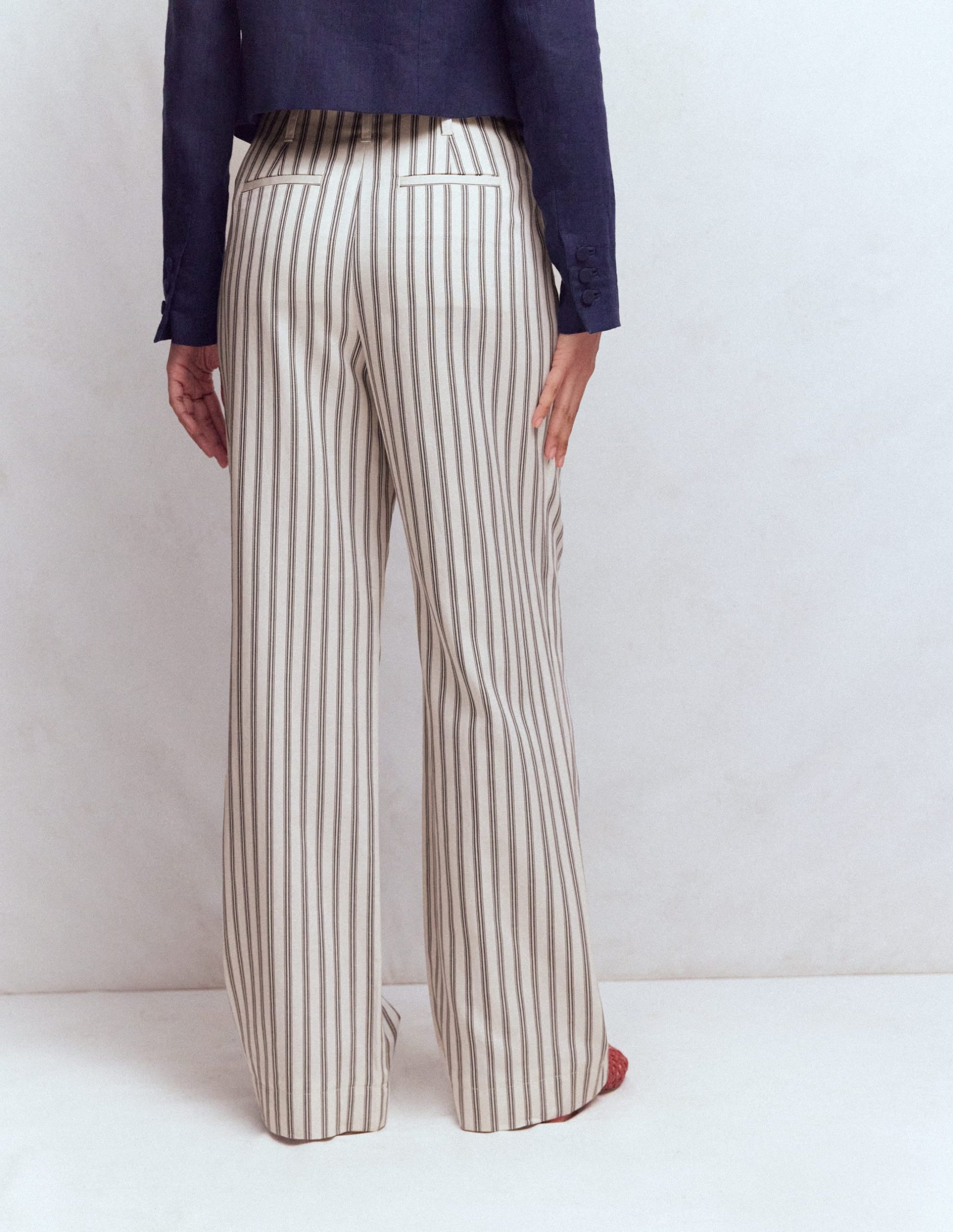 Mayfair Tailored Pants-Ivory. Navy Stripe - Image 3
