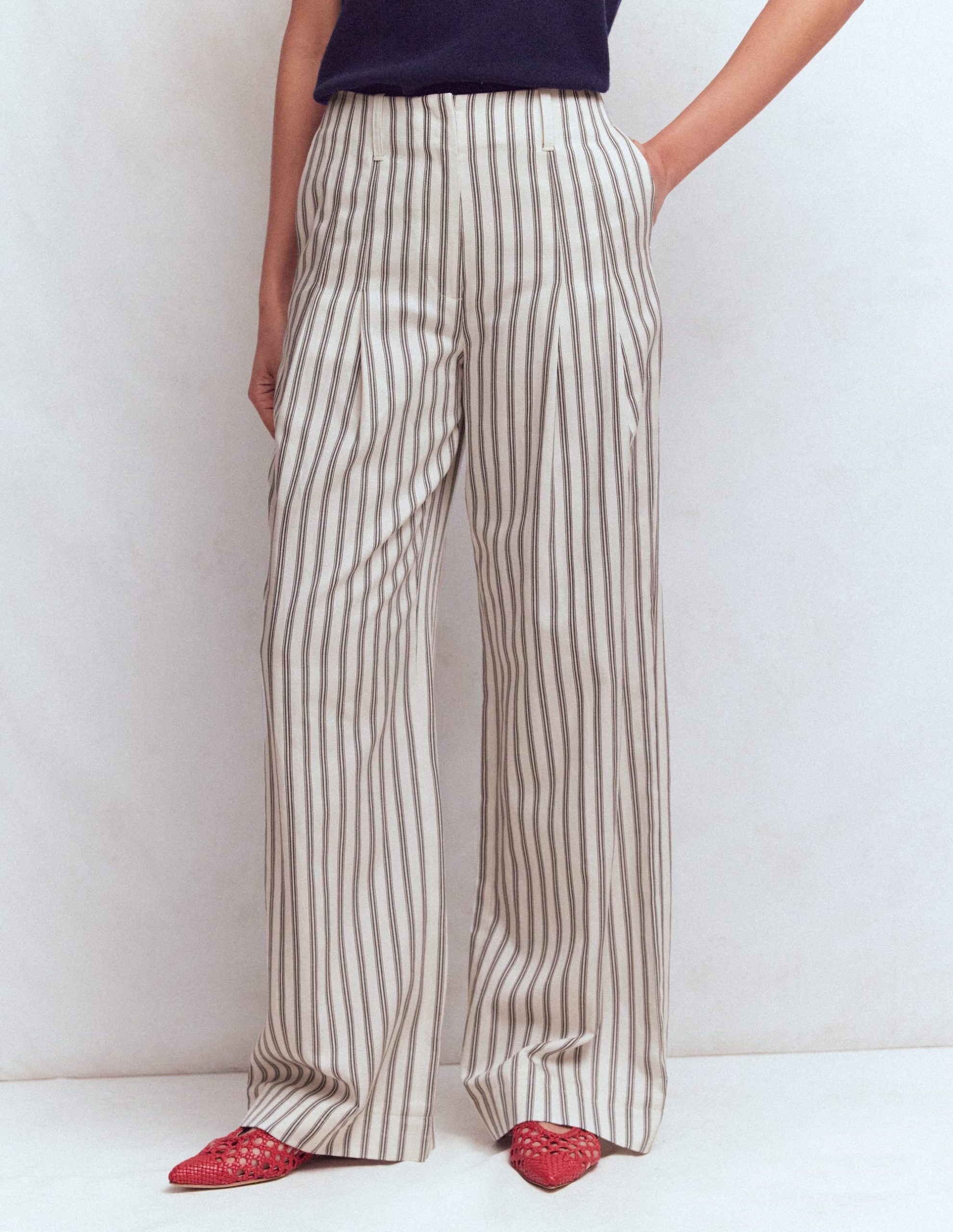 Mayfair Tailored Pants-Ivory. Navy Stripe - Image 4