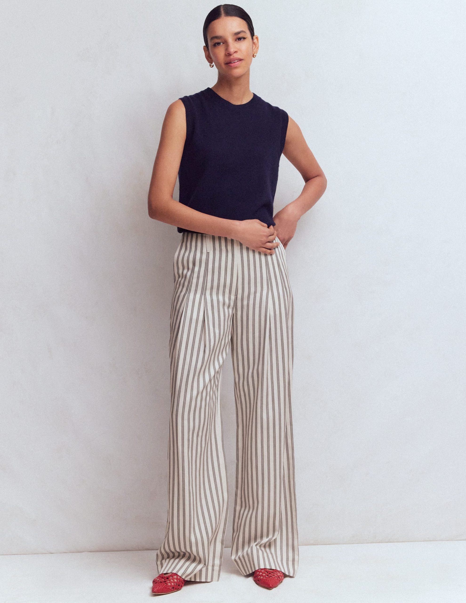Mayfair Tailored Pants-Ivory. Navy Stripe - Image 6