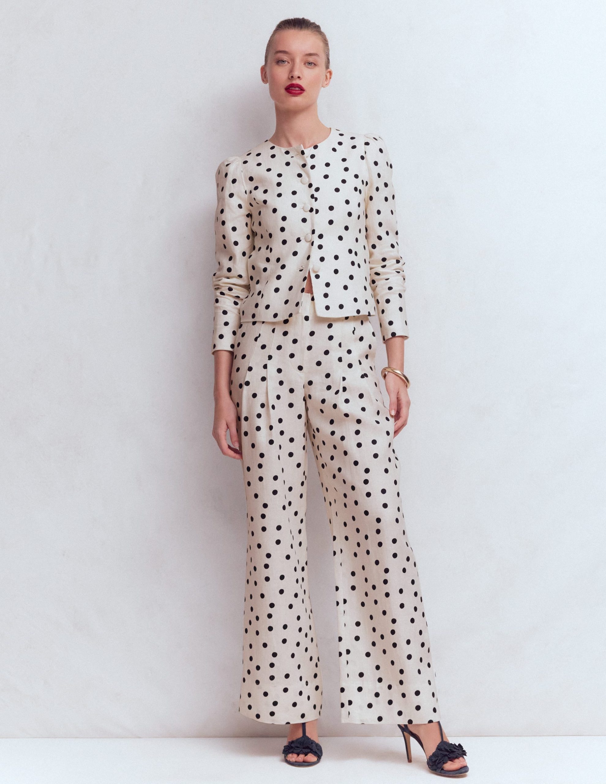 Mayfair Linen Pants-Ivory. Painted Dot