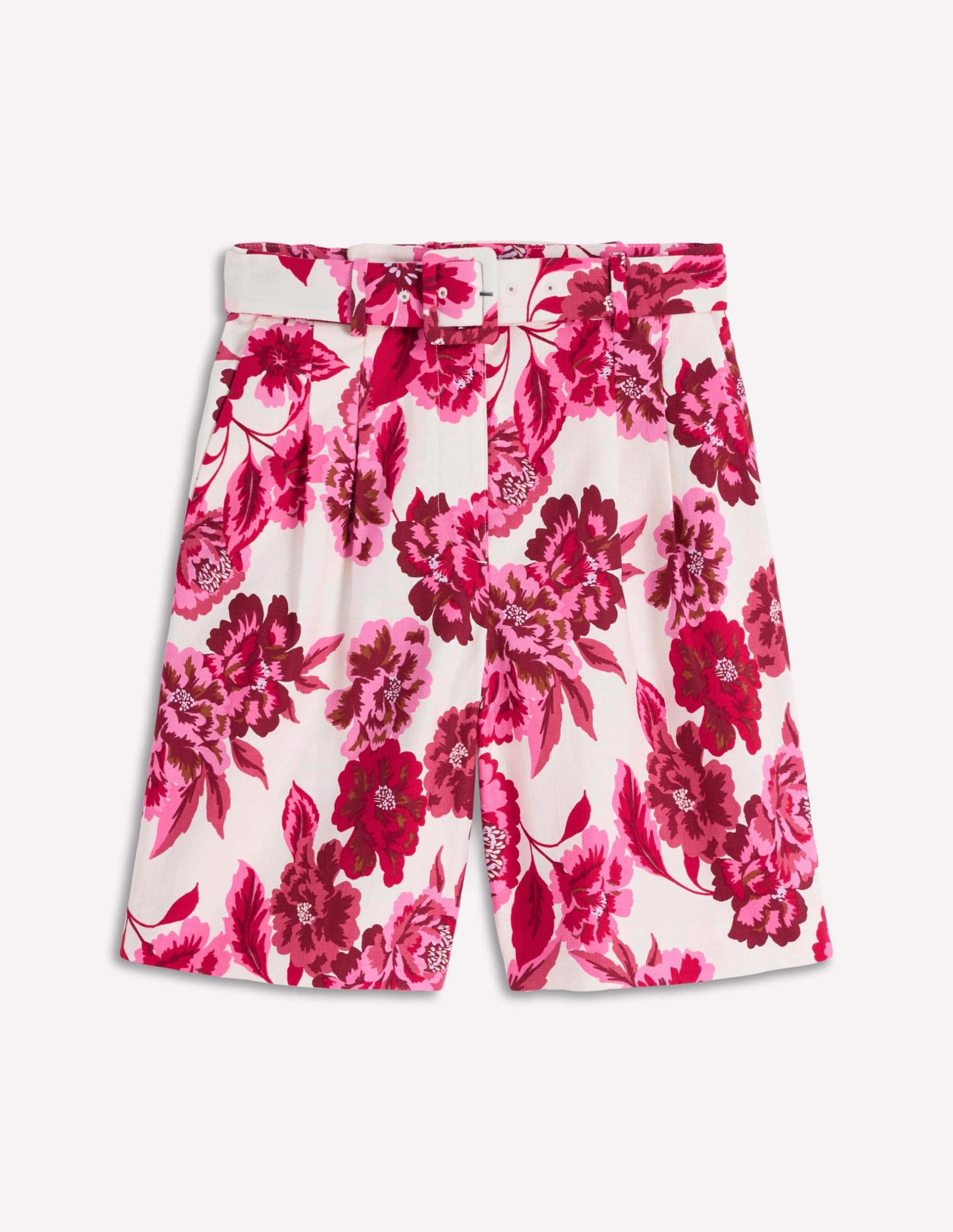 Chelsea Belted Tailored Shorts-Sangria Sunset. Floral Print - Image 8