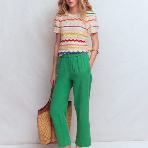 Double Cloth Crop Pants-Shamrock Green