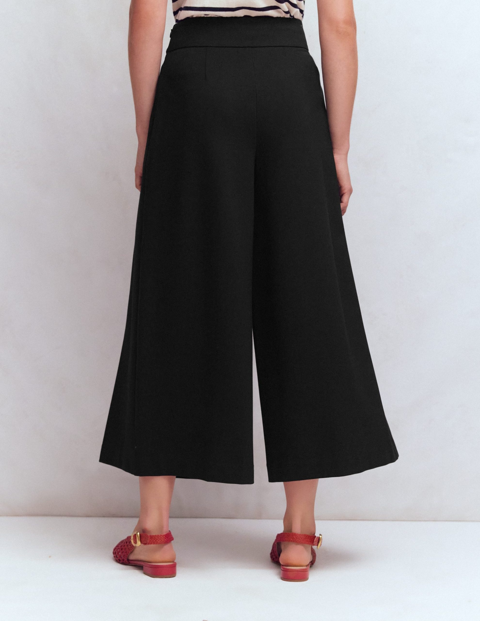 Single Pleat Ponte Culottes-Black - Image 3
