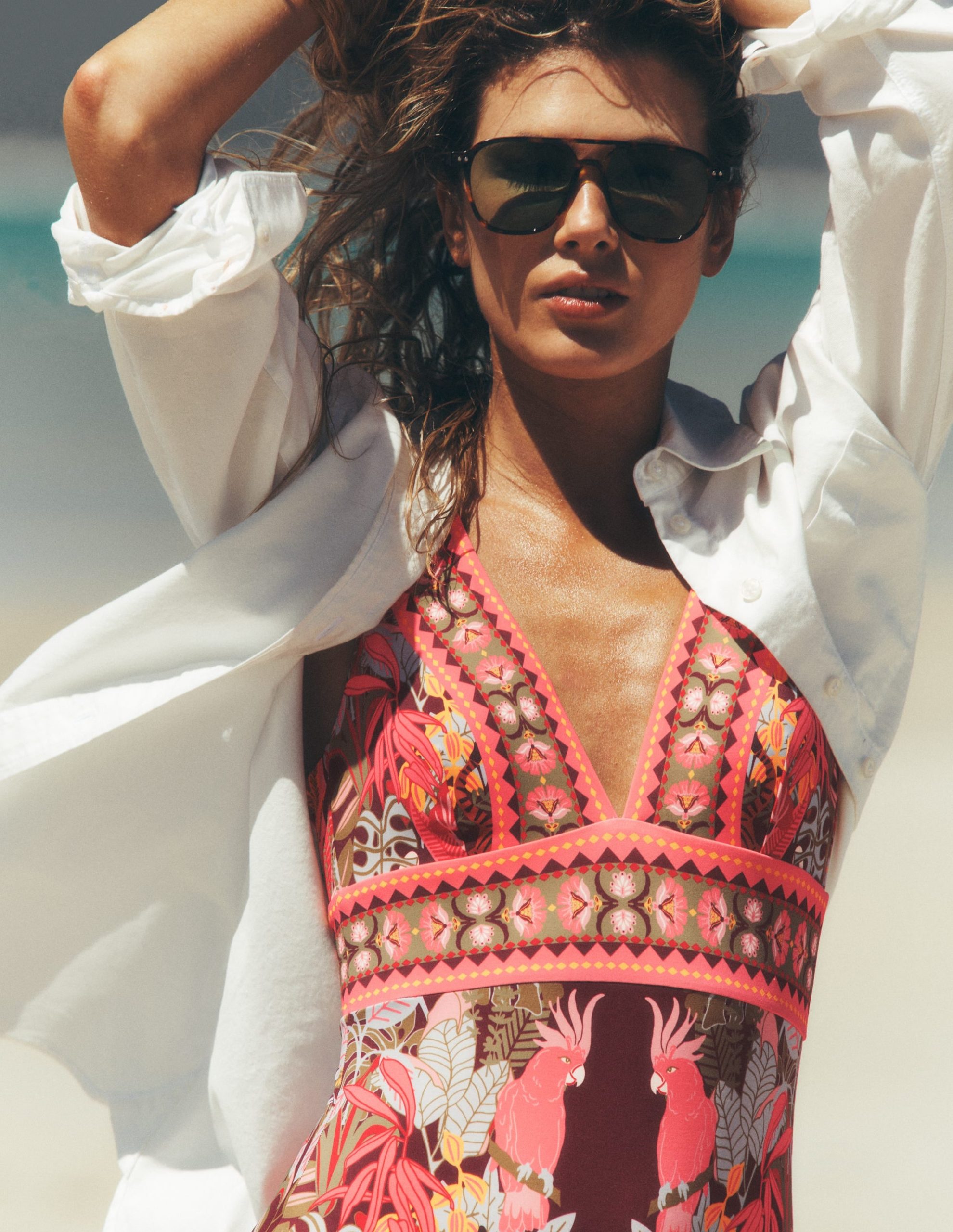 Porto V-neck Swimsuit-Chocberry. Tropical Safari - Image 5