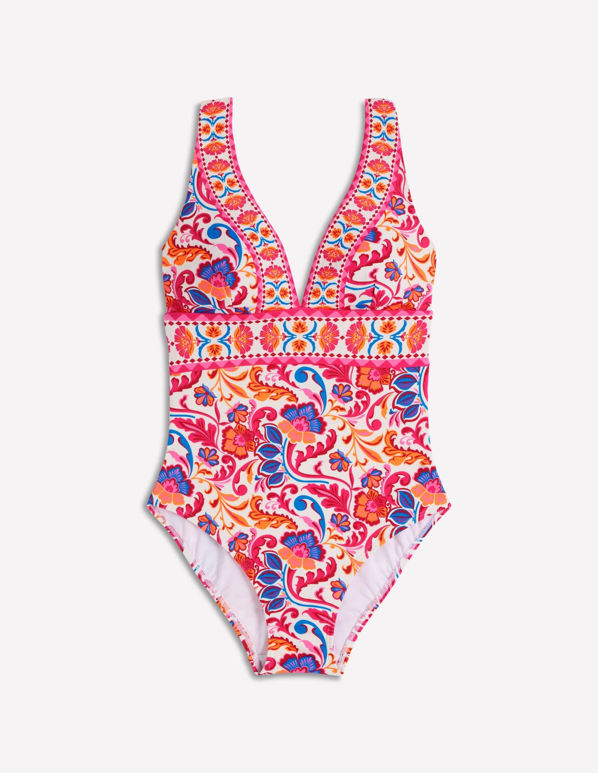 Porto V-neck Swimsuit-Pink Power. Flourishing Meadow - Image 6