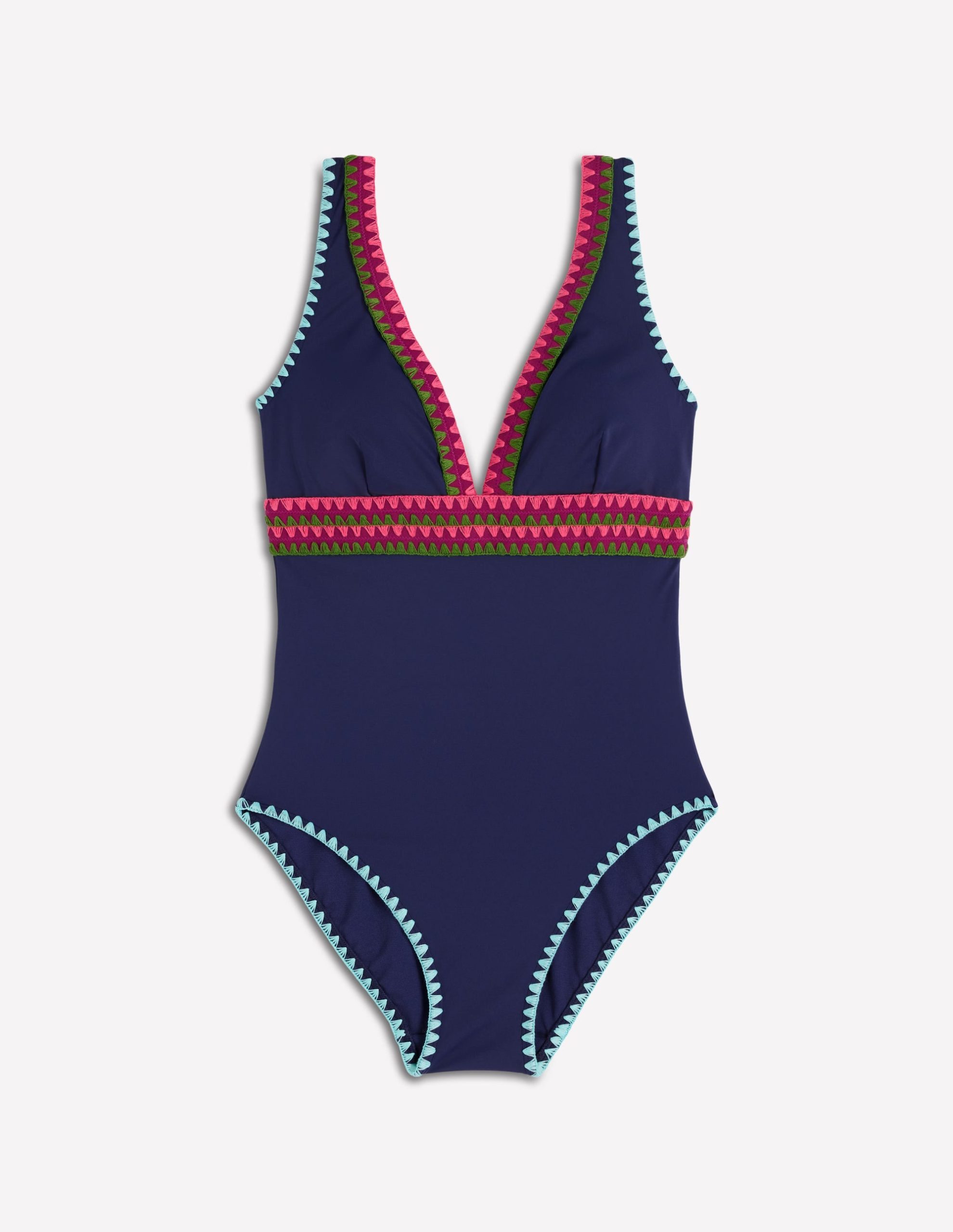 Porto V-neck Swimsuit-Navy. Embroidery - Image 5