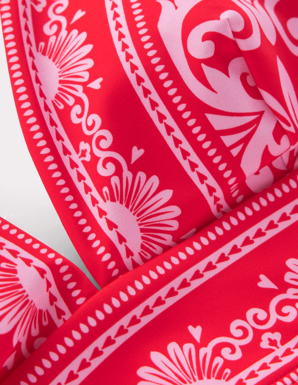 Porto V-neck Bikini Top-Red. Ornamental Garden - Image 9