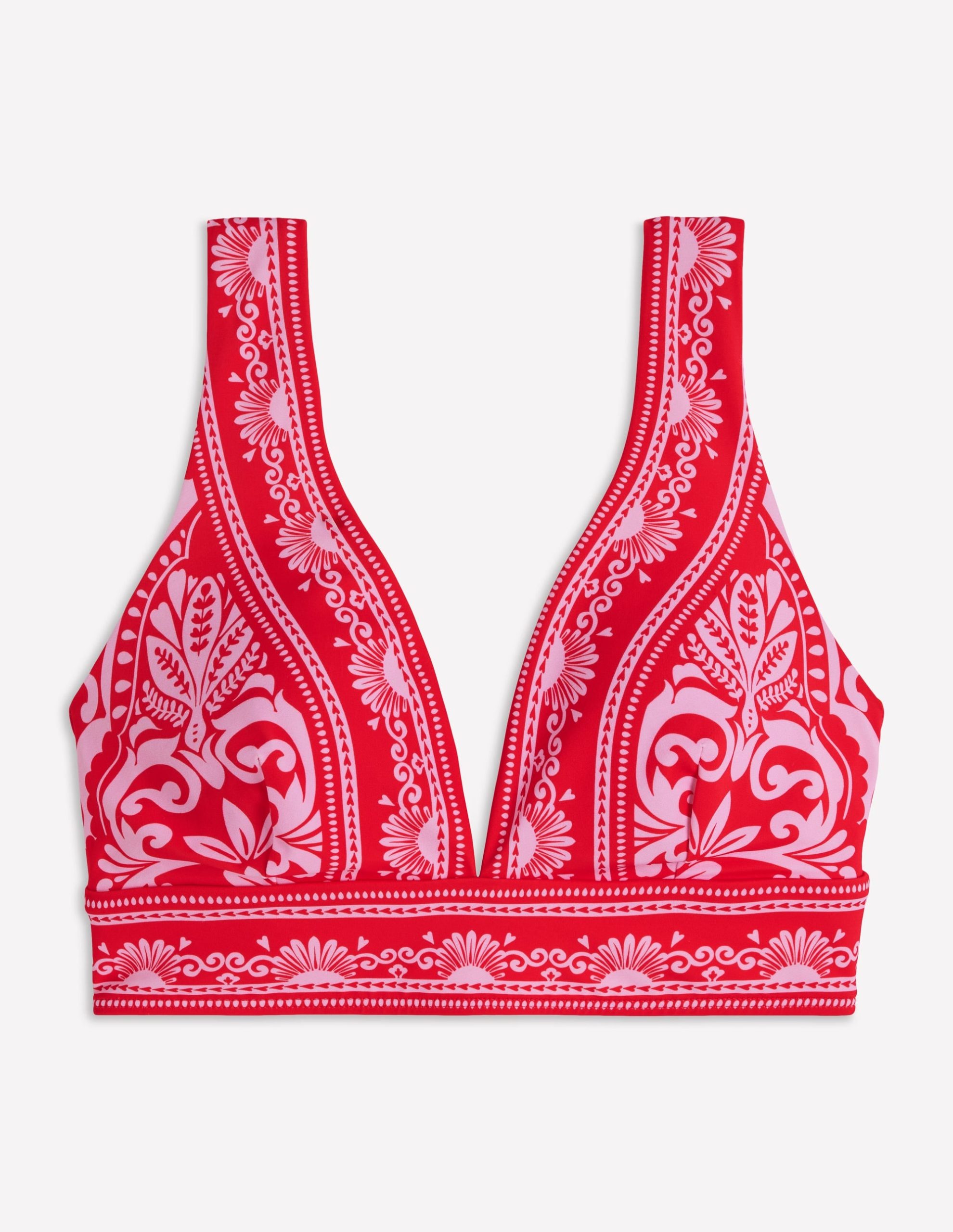 Porto V-neck Bikini Top-Red. Ornamental Garden - Image 8