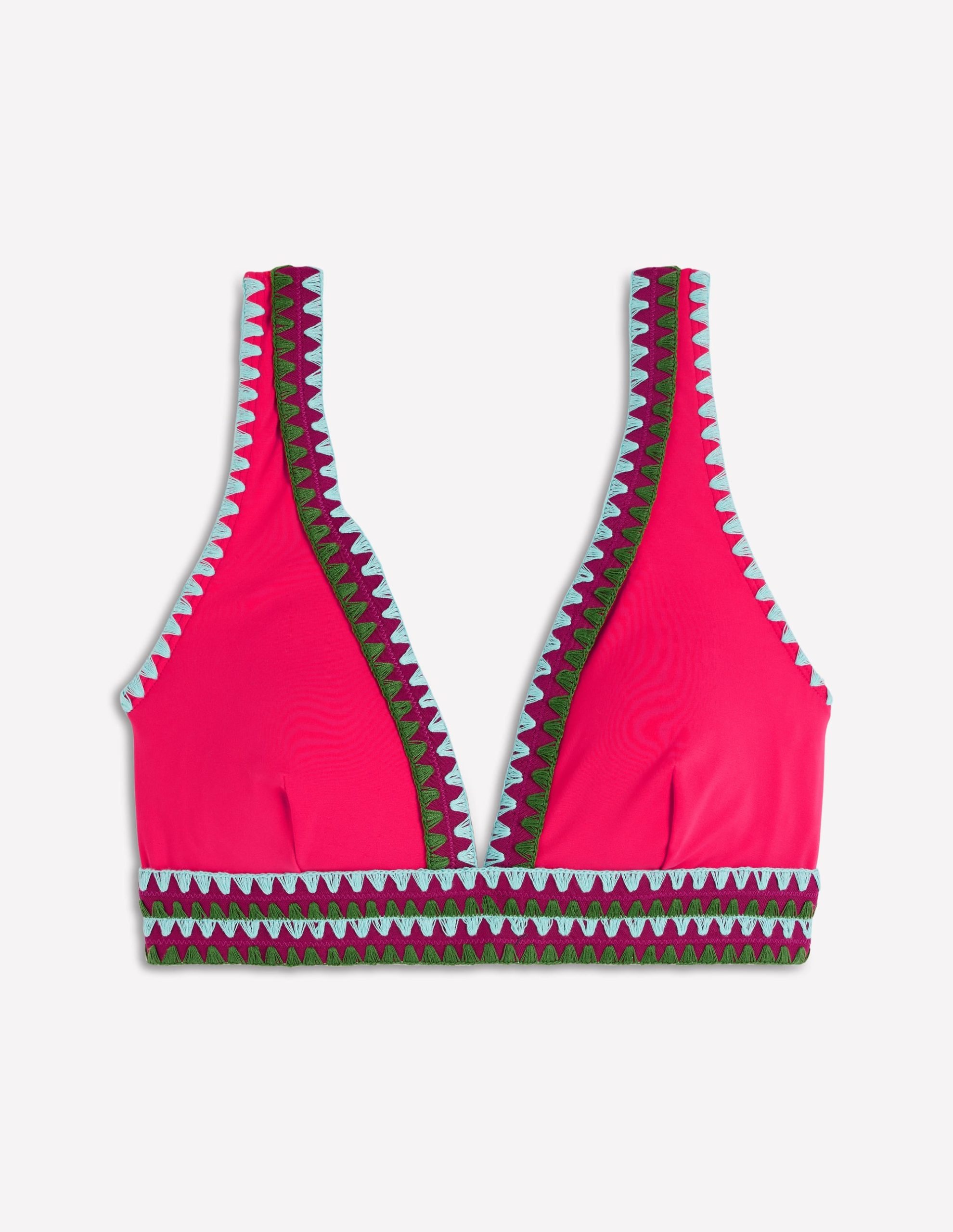 Porto V-neck Bikini Top-Rosy. Embroidery - Image 8