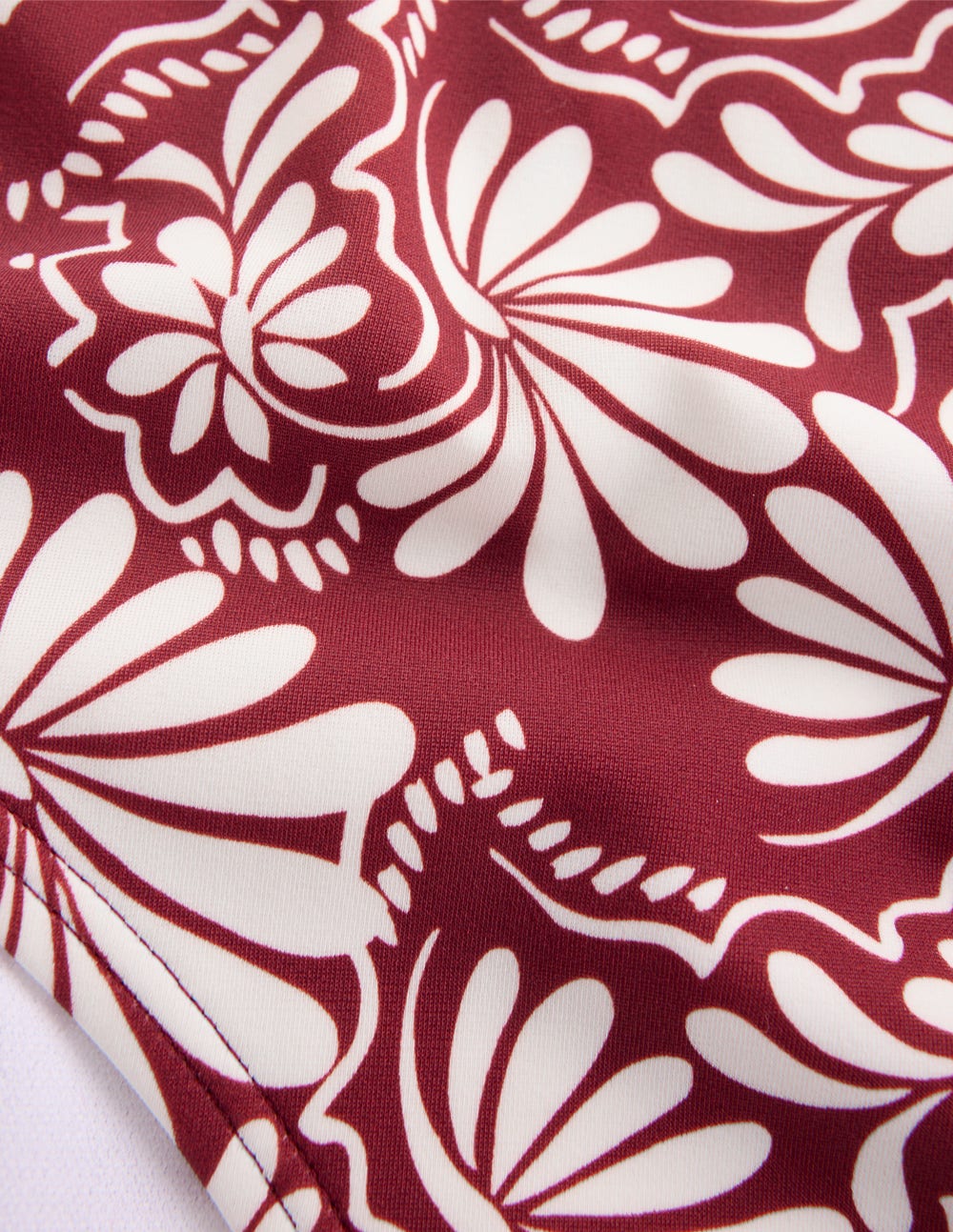 High Waisted Bikini Bottoms-Maroon. Botanical Charm - Image 7