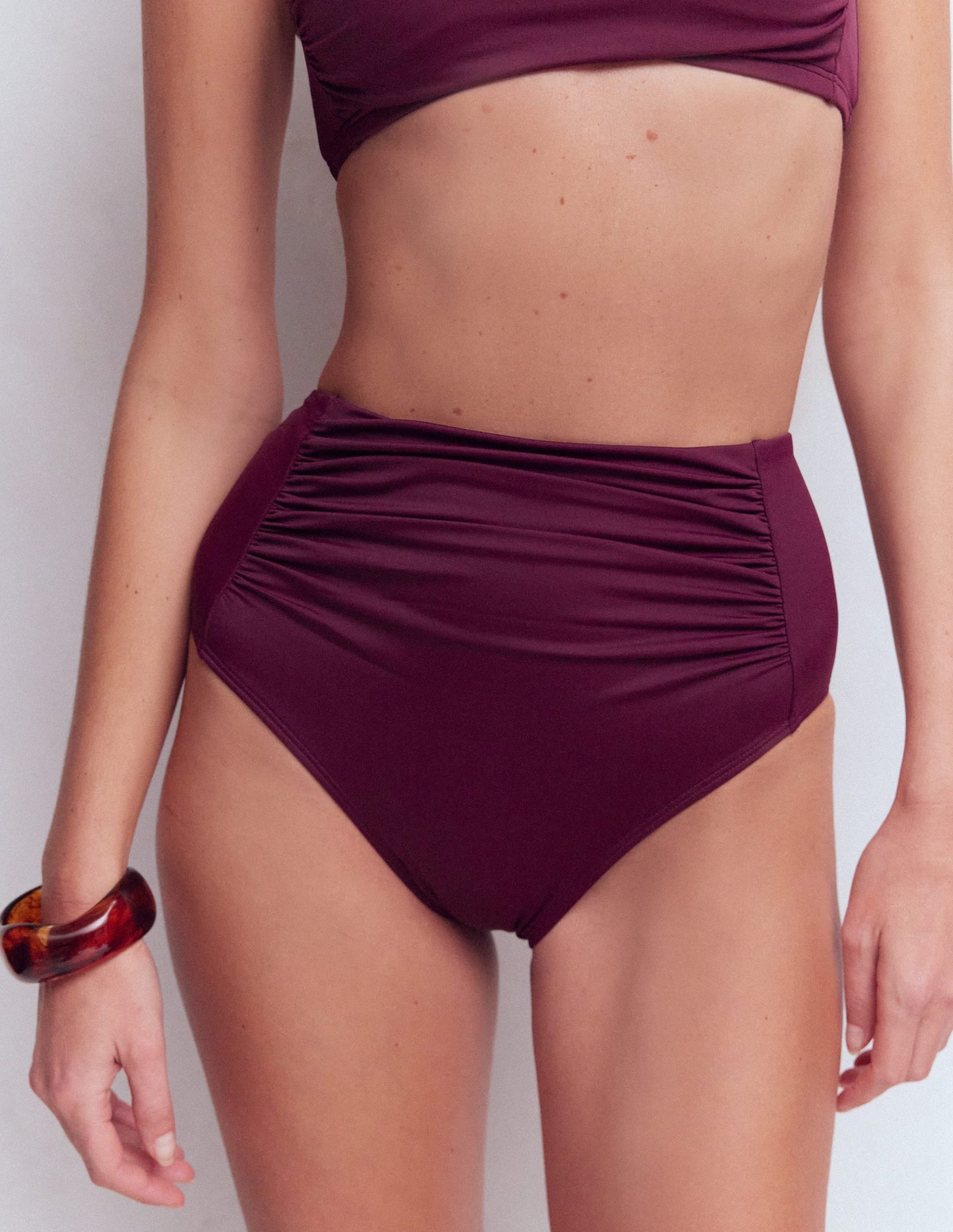 Kythira Ruched Bikini Bottoms-Chocberry - Image 5