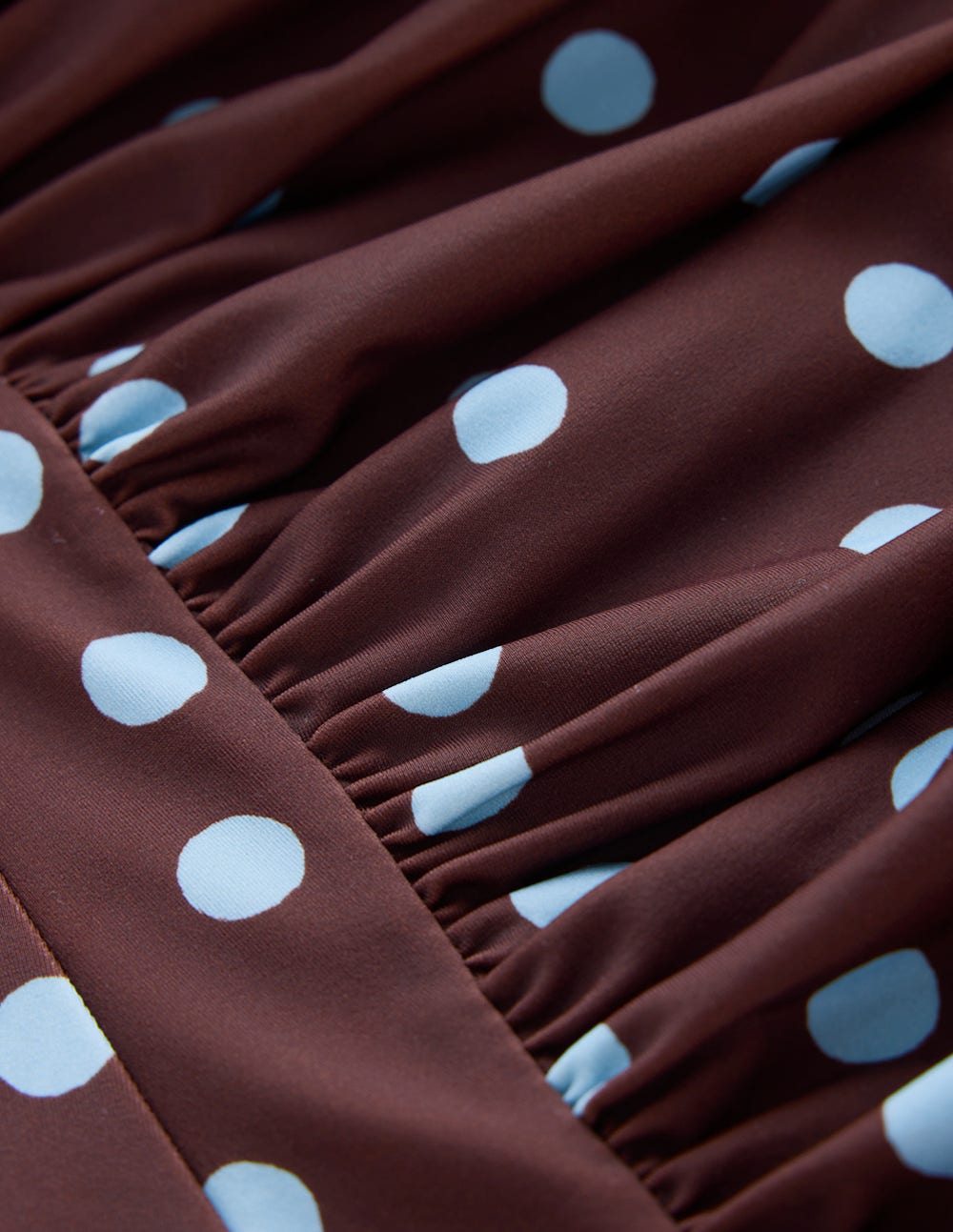 Kythira Ruched Swimsuit-Chocolate and Blue Painted Dot - Image 8