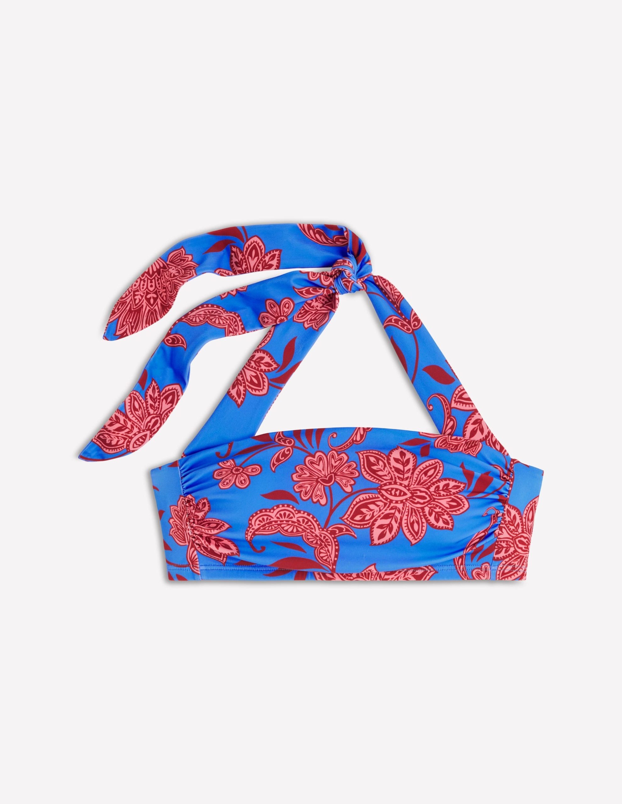 Kythira Ruched Bikini Top-Blue. Elegant Blossom - Image 7