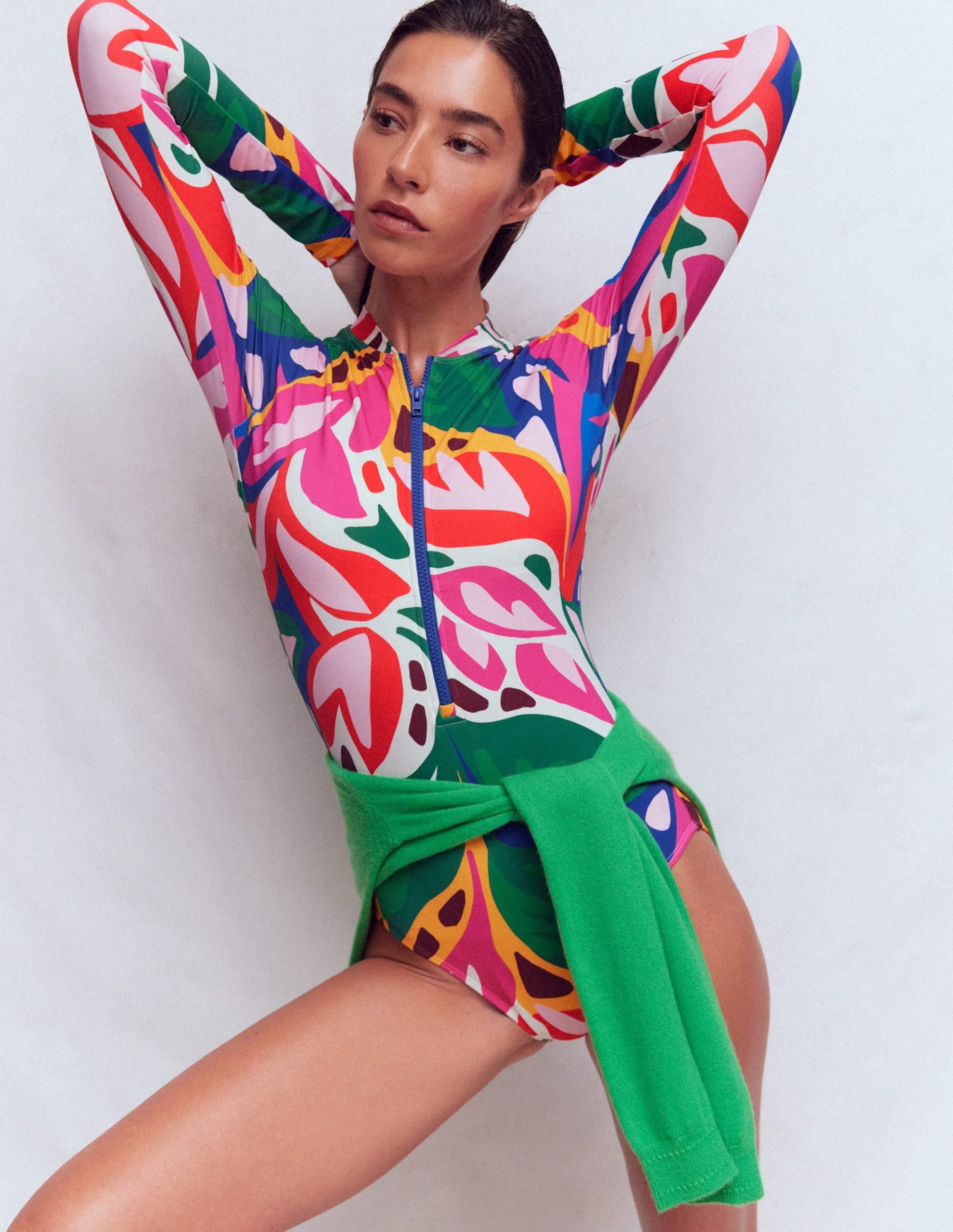 Rash Guard Swimsuit-Multi. Leafy Cascade