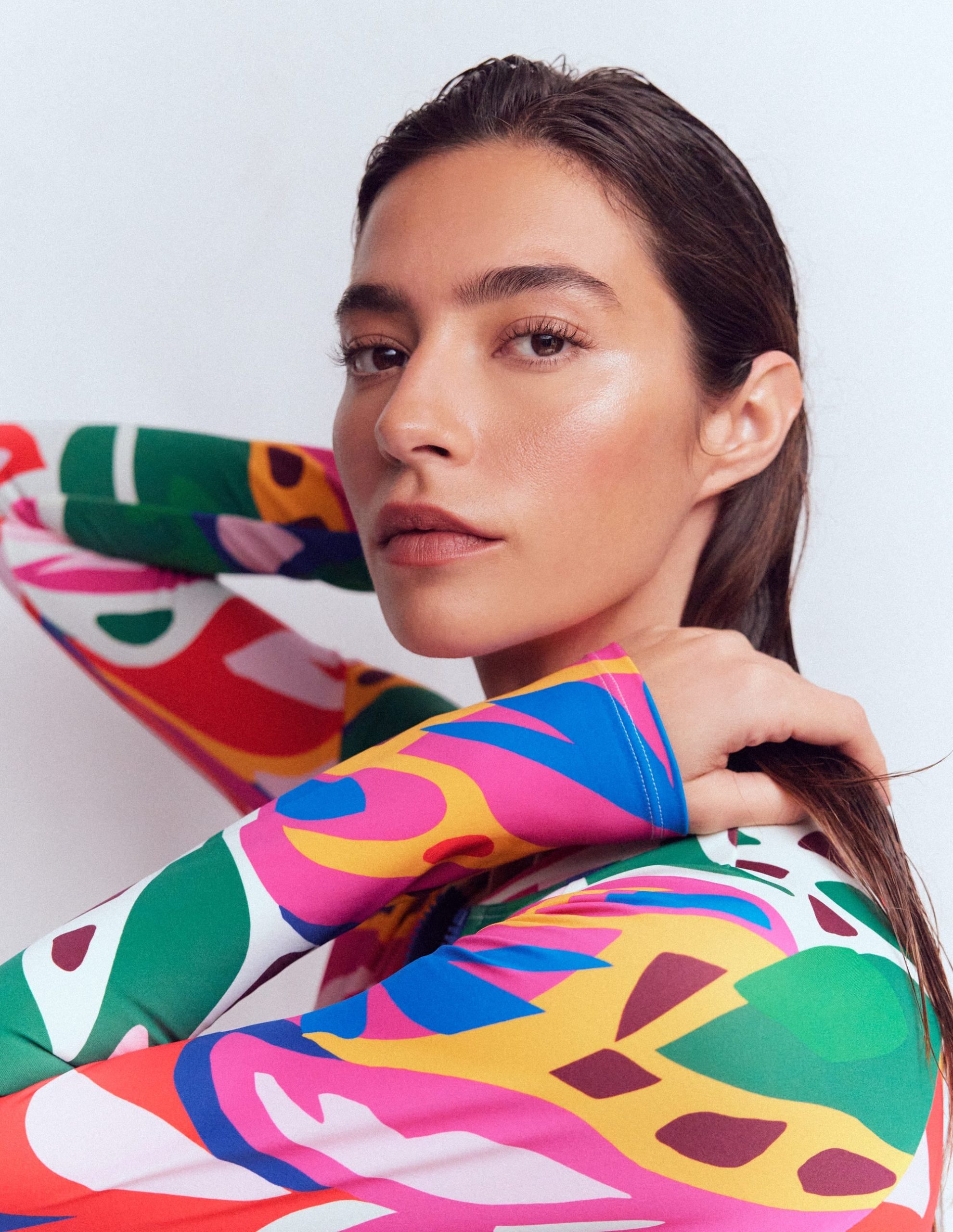 Rash Guard Swimsuit-Multi. Leafy Cascade - Image 2