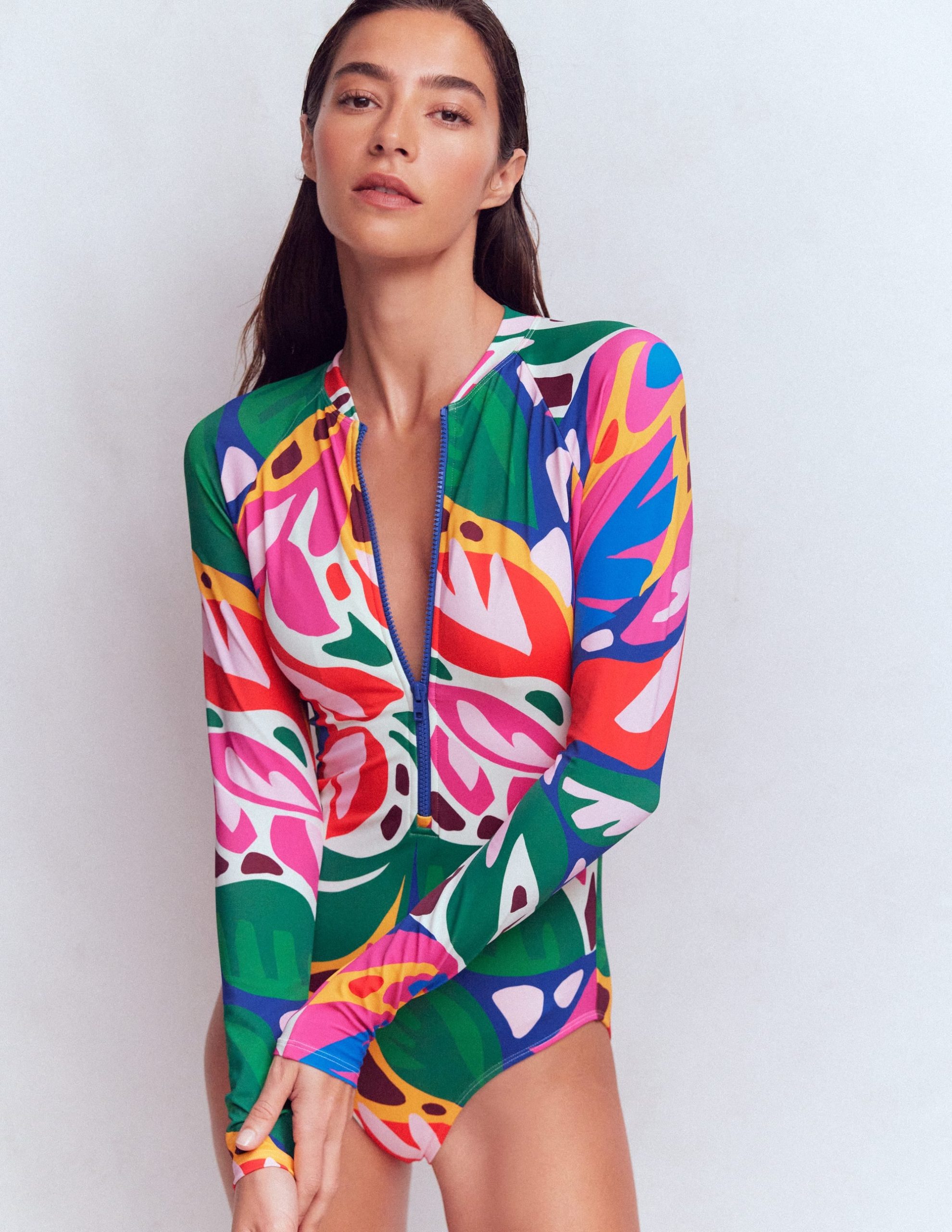 Rash Guard Swimsuit-Multi. Leafy Cascade - Image 5