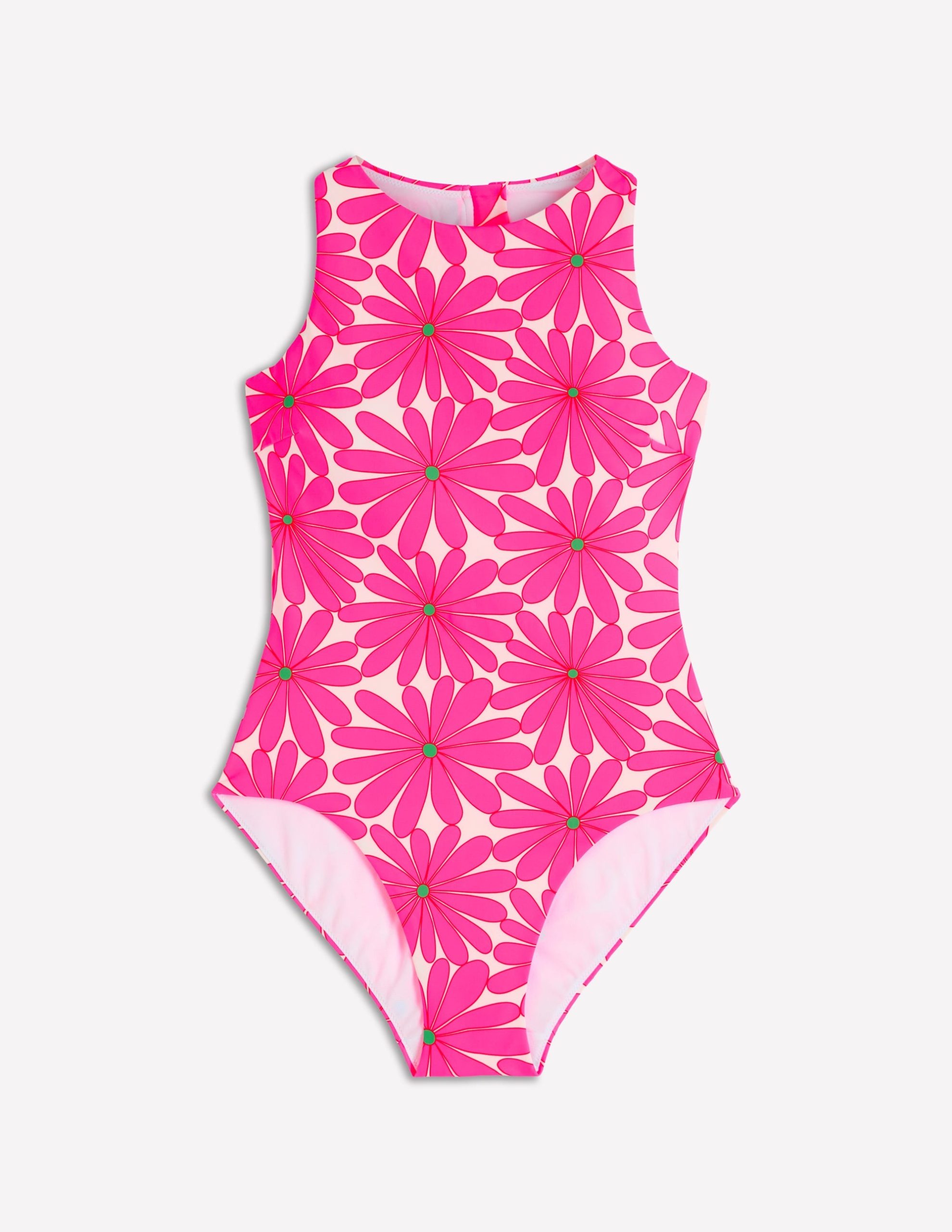 Sporty High Neck Swimsuit-Sangria Sunset. Daisy Blossom - Image 5
