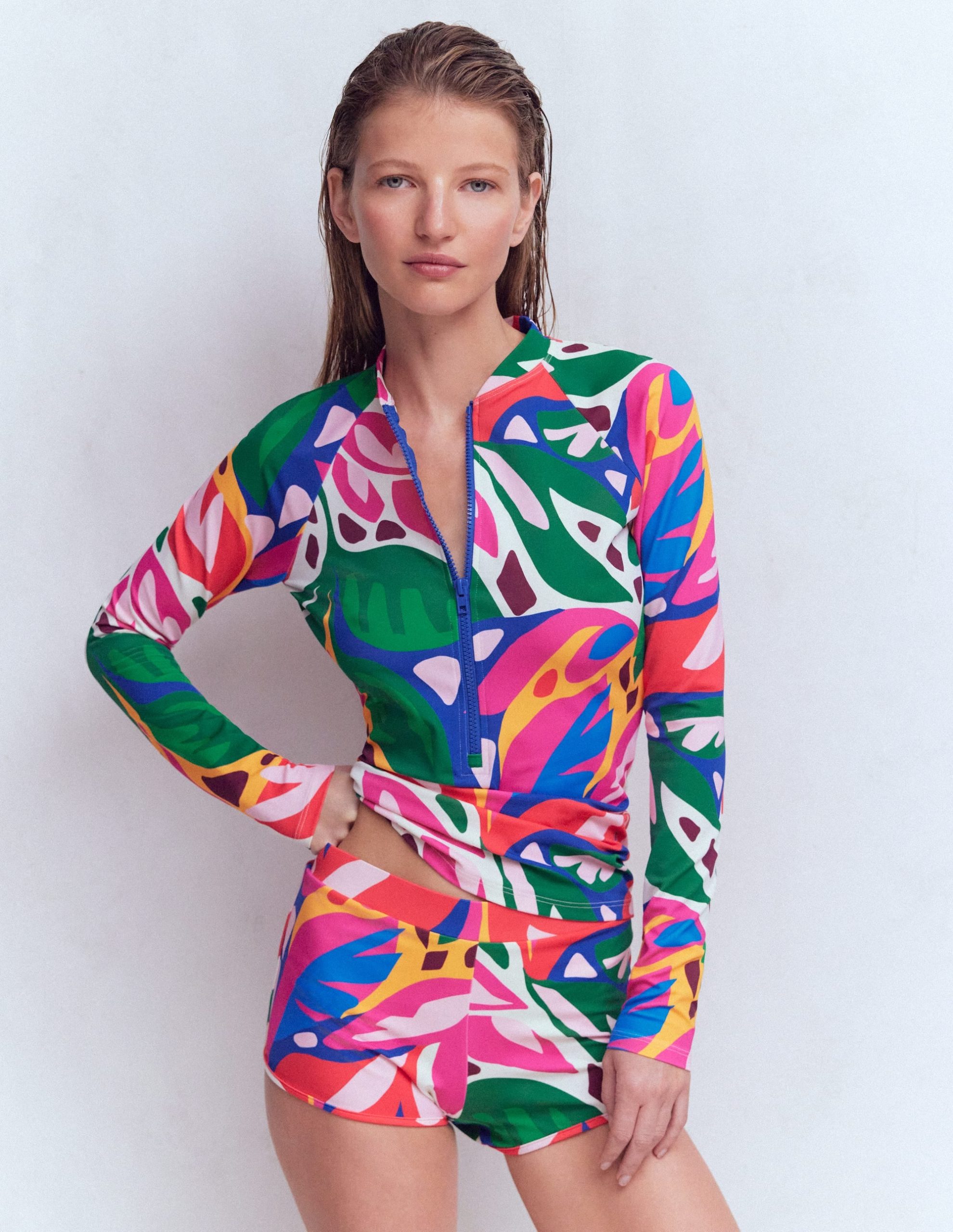 Rash Guard Swim Shorts-Multi. leafy cascade - Image 4