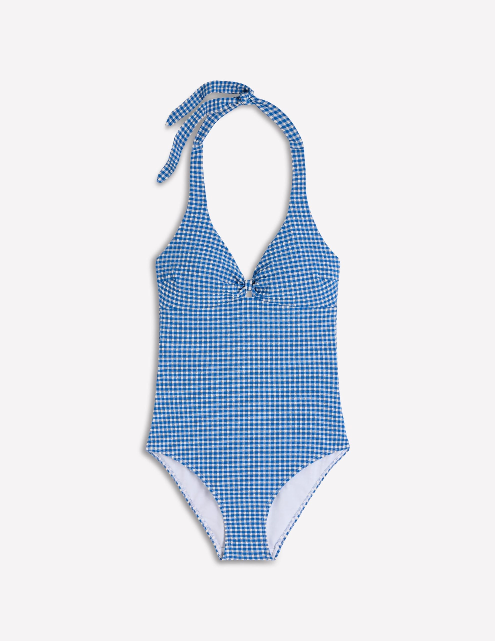 Bow Halter Swimsuit-Bright Blue. Gingham - Image 9
