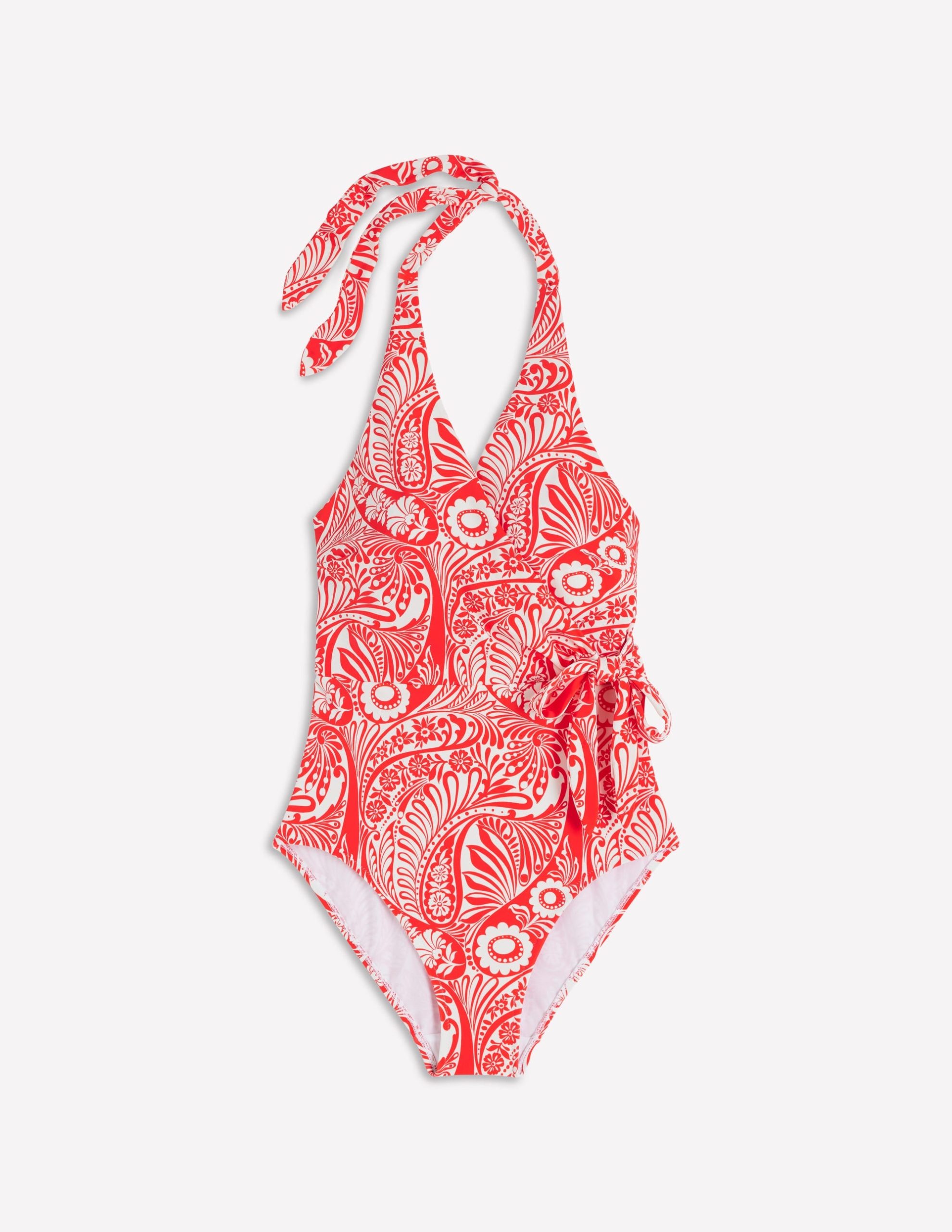 Tilos Tie Side Swimsuit-Poppy Red. Enchanted Paisley - Image 5