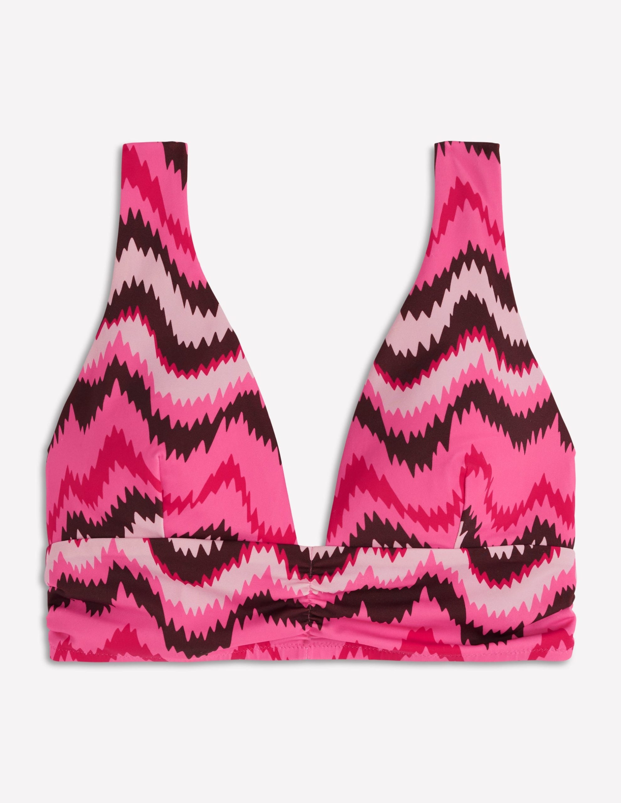 Mykonos Deep V Bikini Top-Pink. Zig zag wave - Image 7