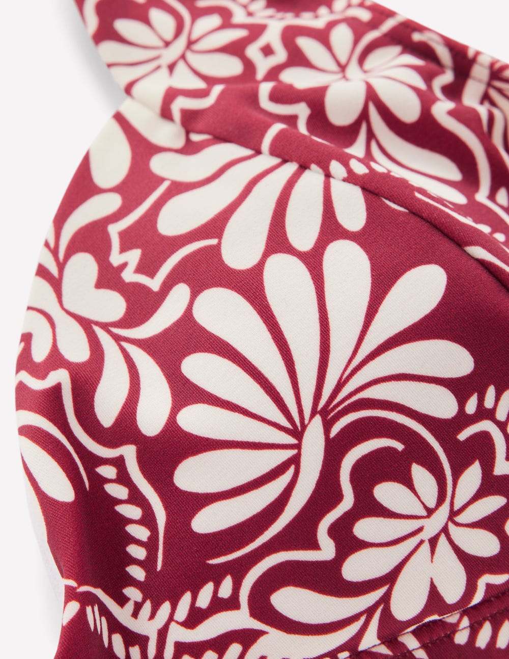 Sweetheart Sleeve Bikini Top-Maroon. Botanical Charm - Image 7