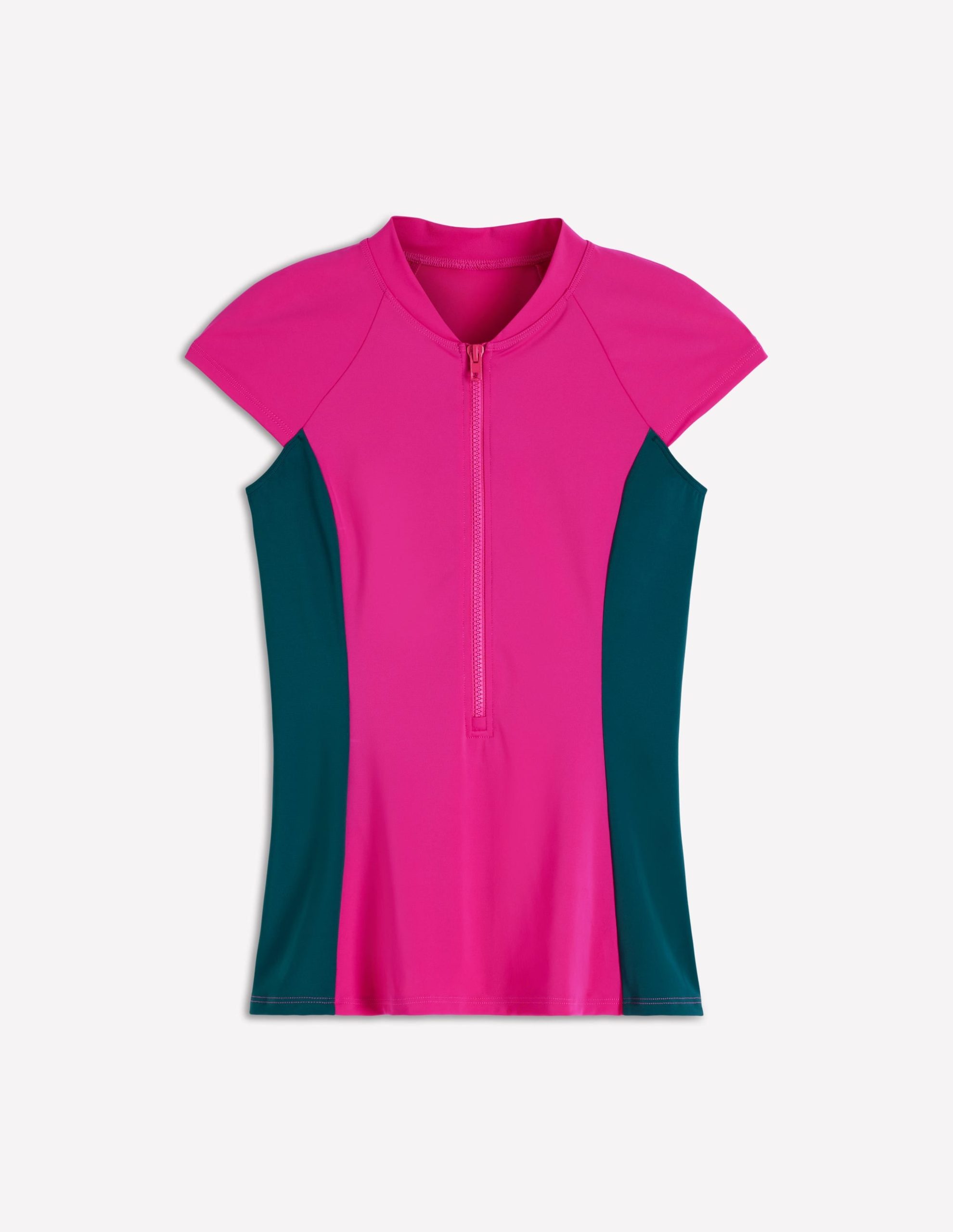 Short Sleeve Rash Guard Top-Pink. Colourblock - Image 5