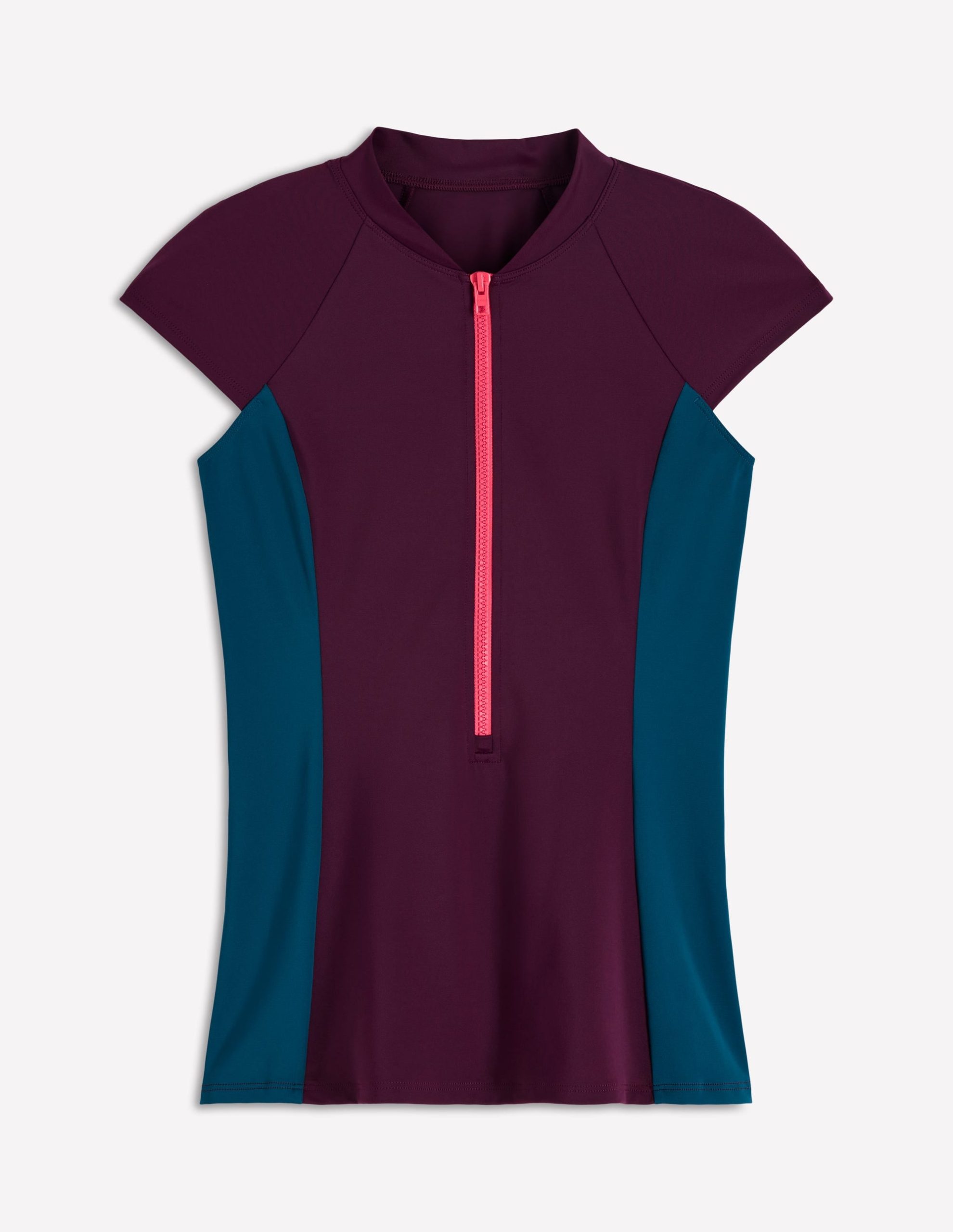 Short Sleeve Rash Guard Top-Purple. Colour block - Image 5
