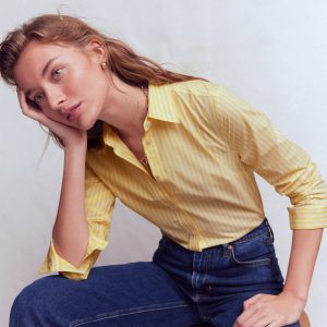 Sienna Cotton Shirt-Yellow Fine Stripe