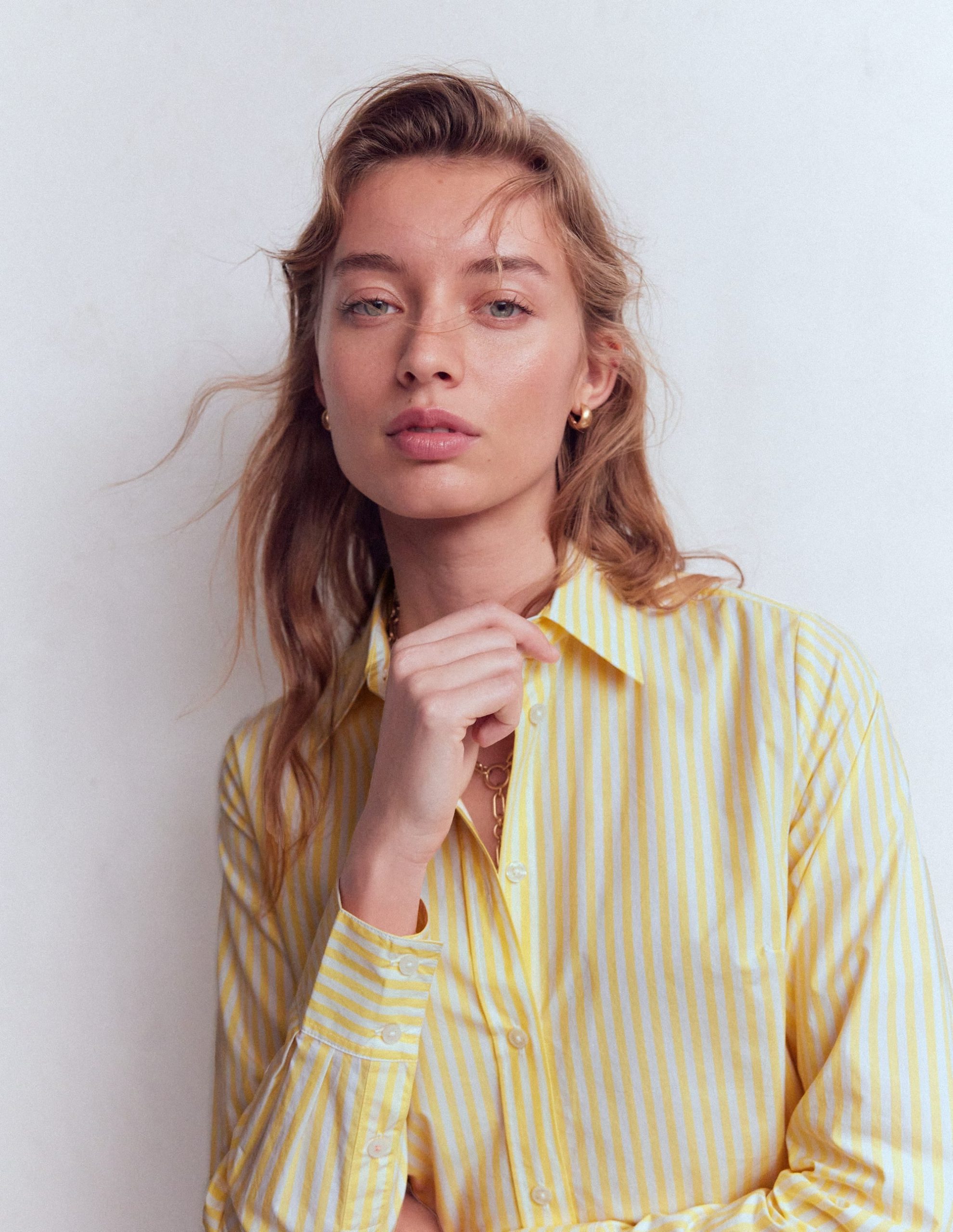 Sienna Cotton Shirt-Yellow Fine Stripe - Image 2