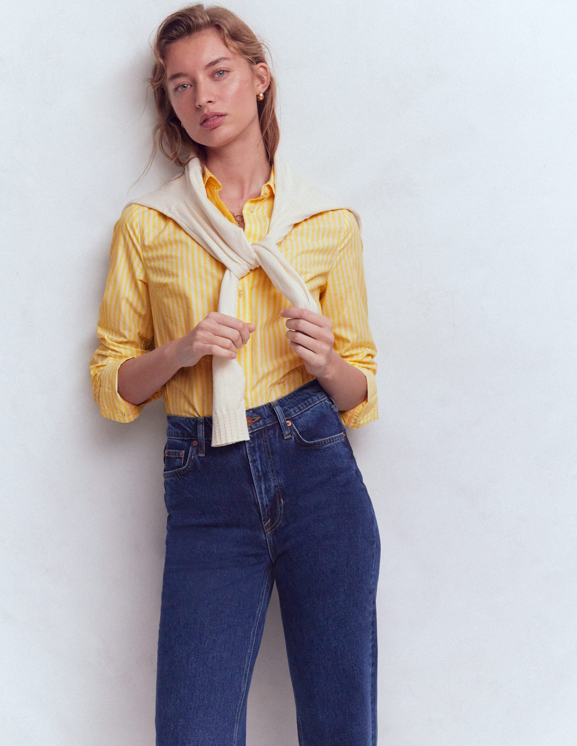 Sienna Cotton Shirt-Yellow Fine Stripe - Image 4
