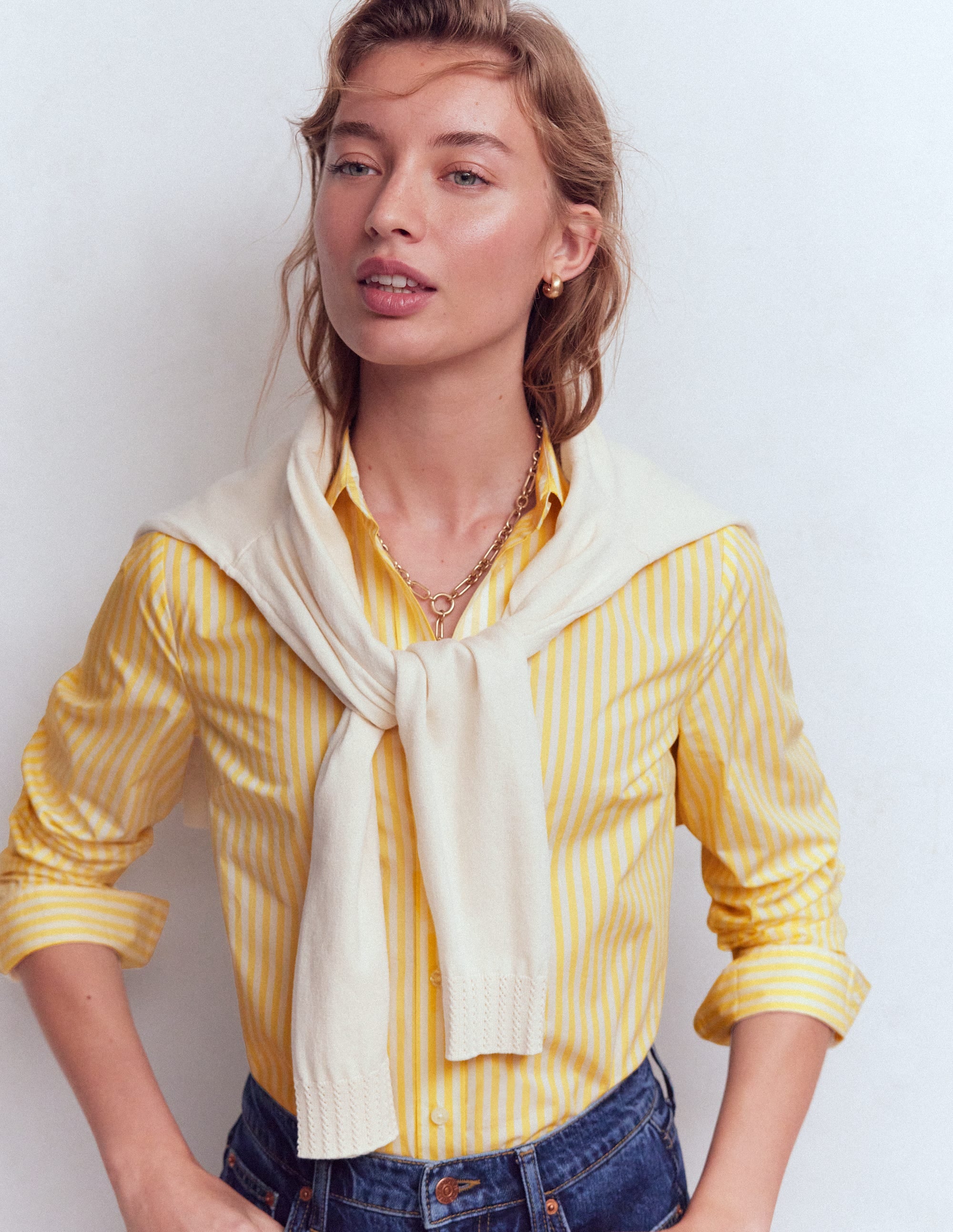 Sienna Cotton Shirt-Yellow Fine Stripe - Image 5