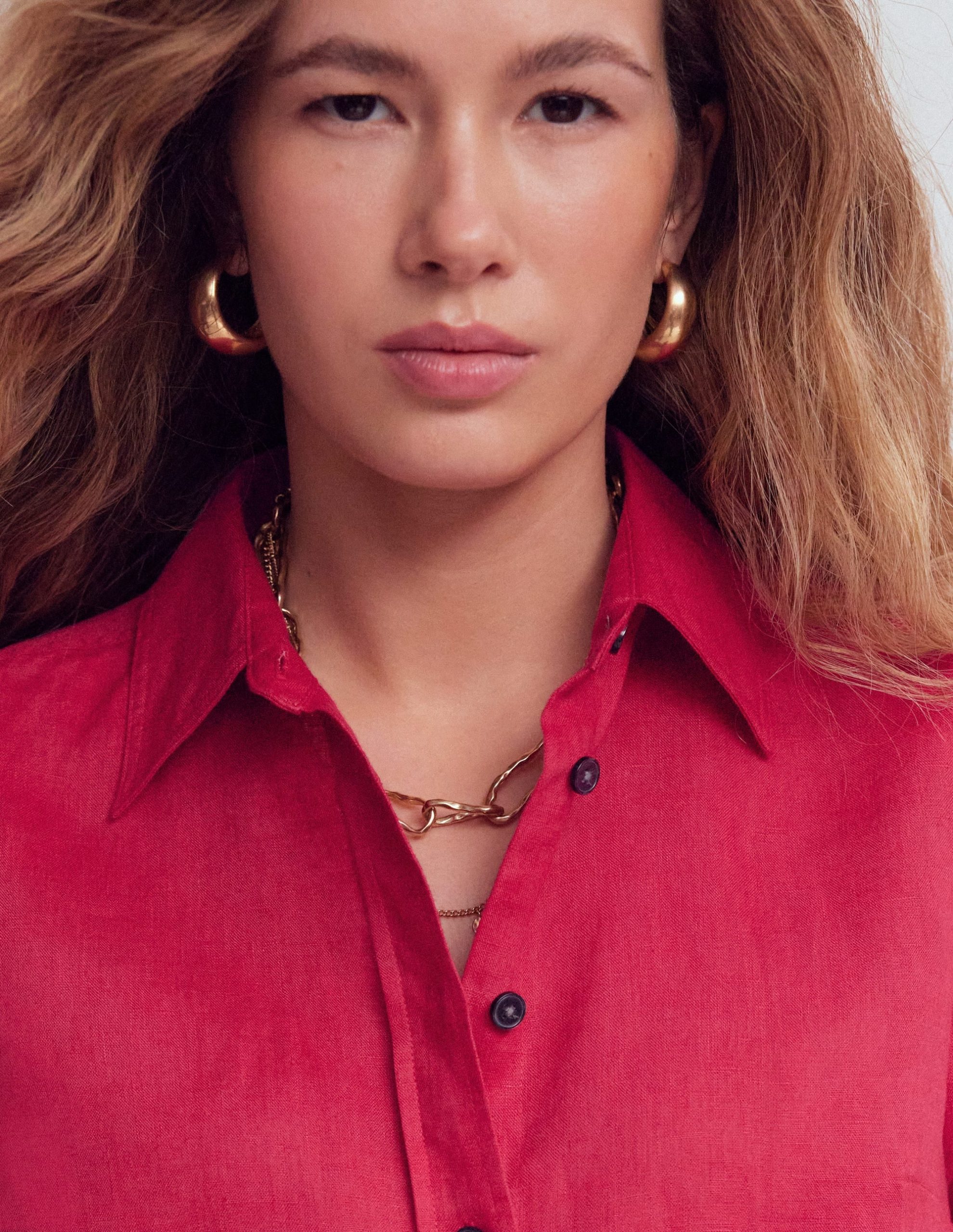 Sienna Linen Shirt-Pomegranate - Image 2