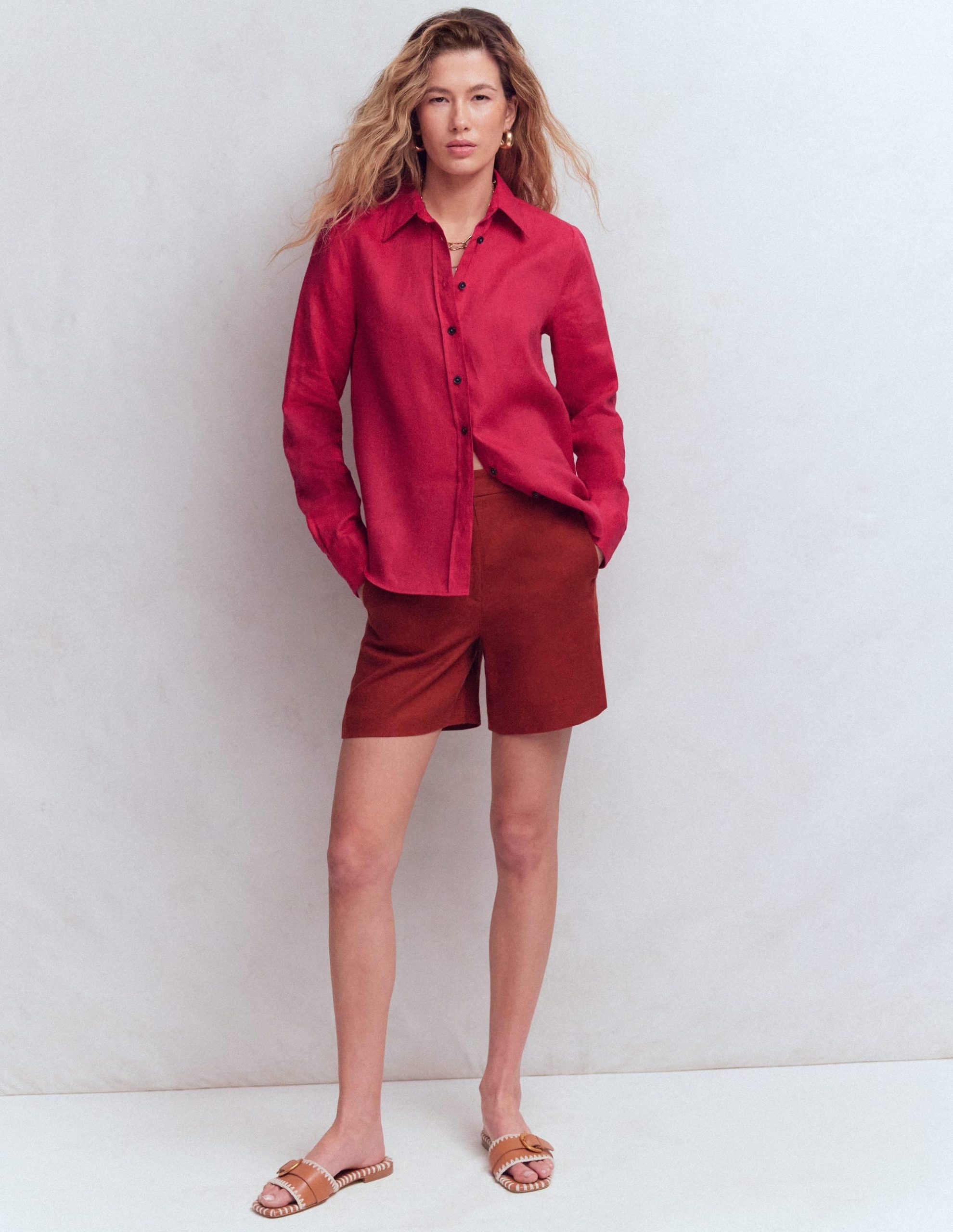 Sienna Linen Shirt-Pomegranate - Image 5