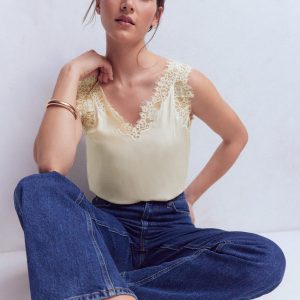 Ara Silk Blend Lace Cami-Ivory