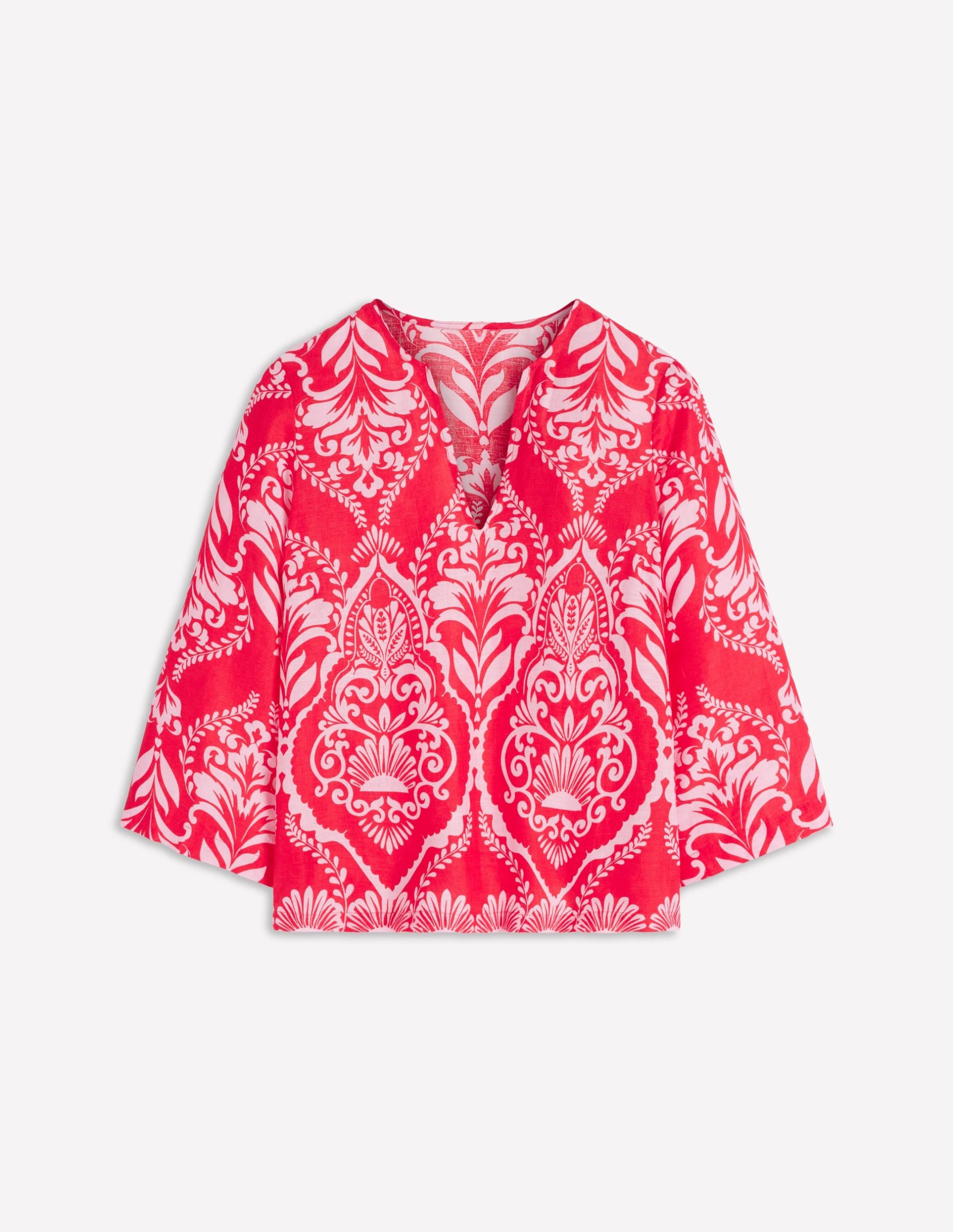 Cleo Linen Top-Red. Ornamental Garden Mono - Image 6